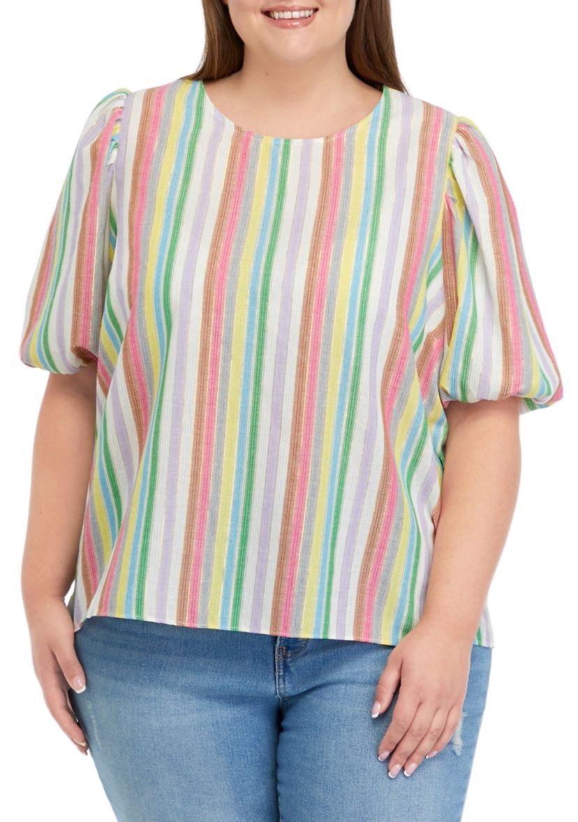Plus Size Printed Puff Sleeve Top
