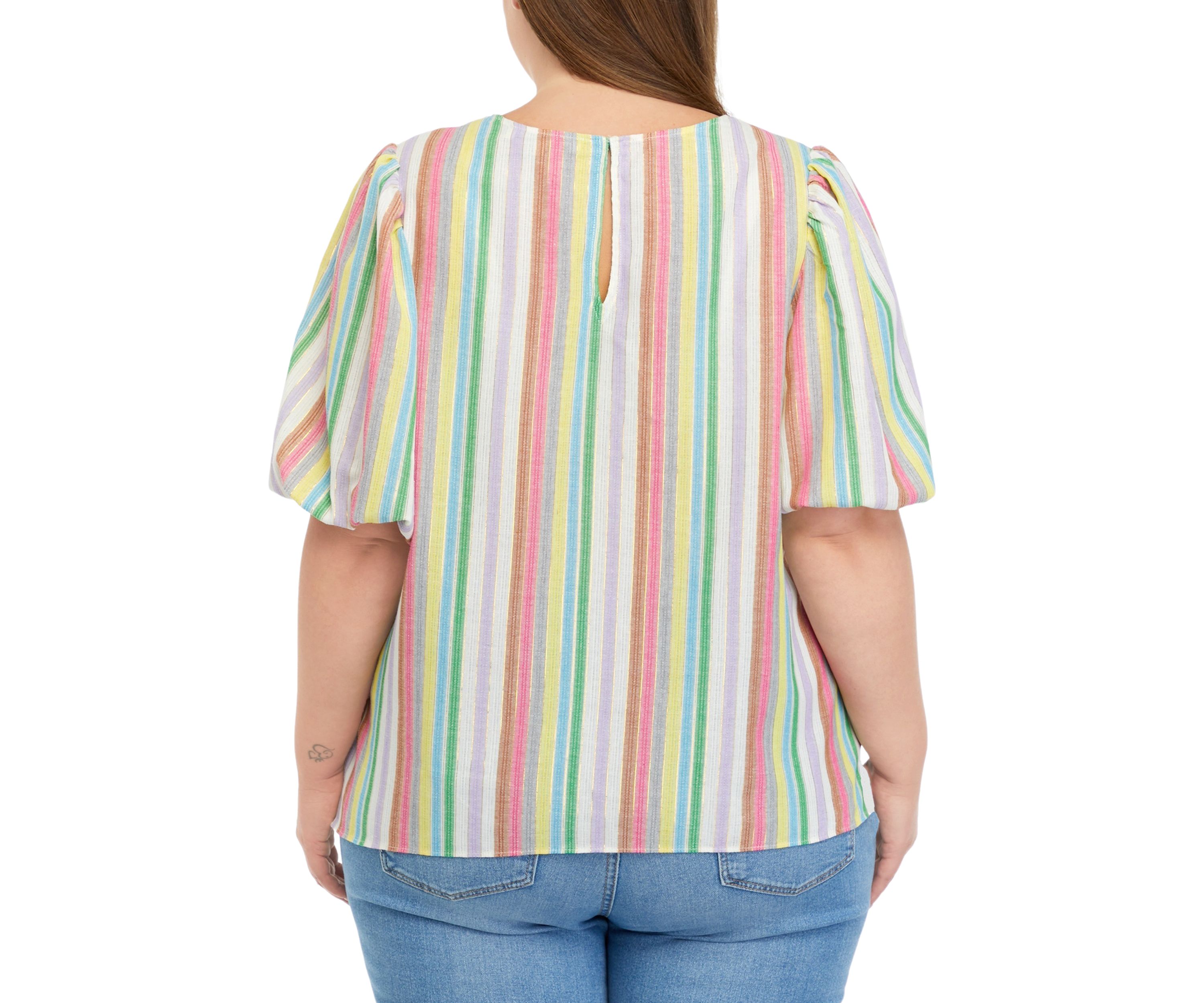 Plus Size Printed Puff Sleeve Top