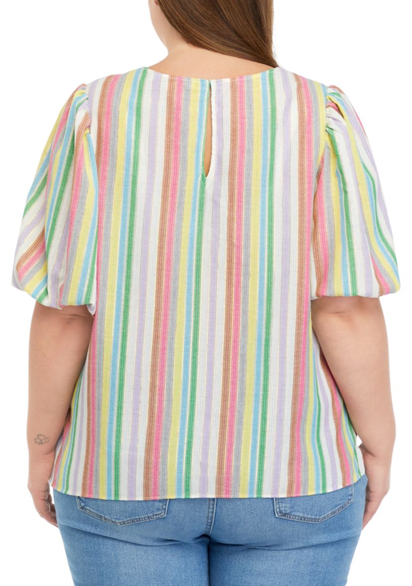 Plus Size Printed Puff Sleeve Top