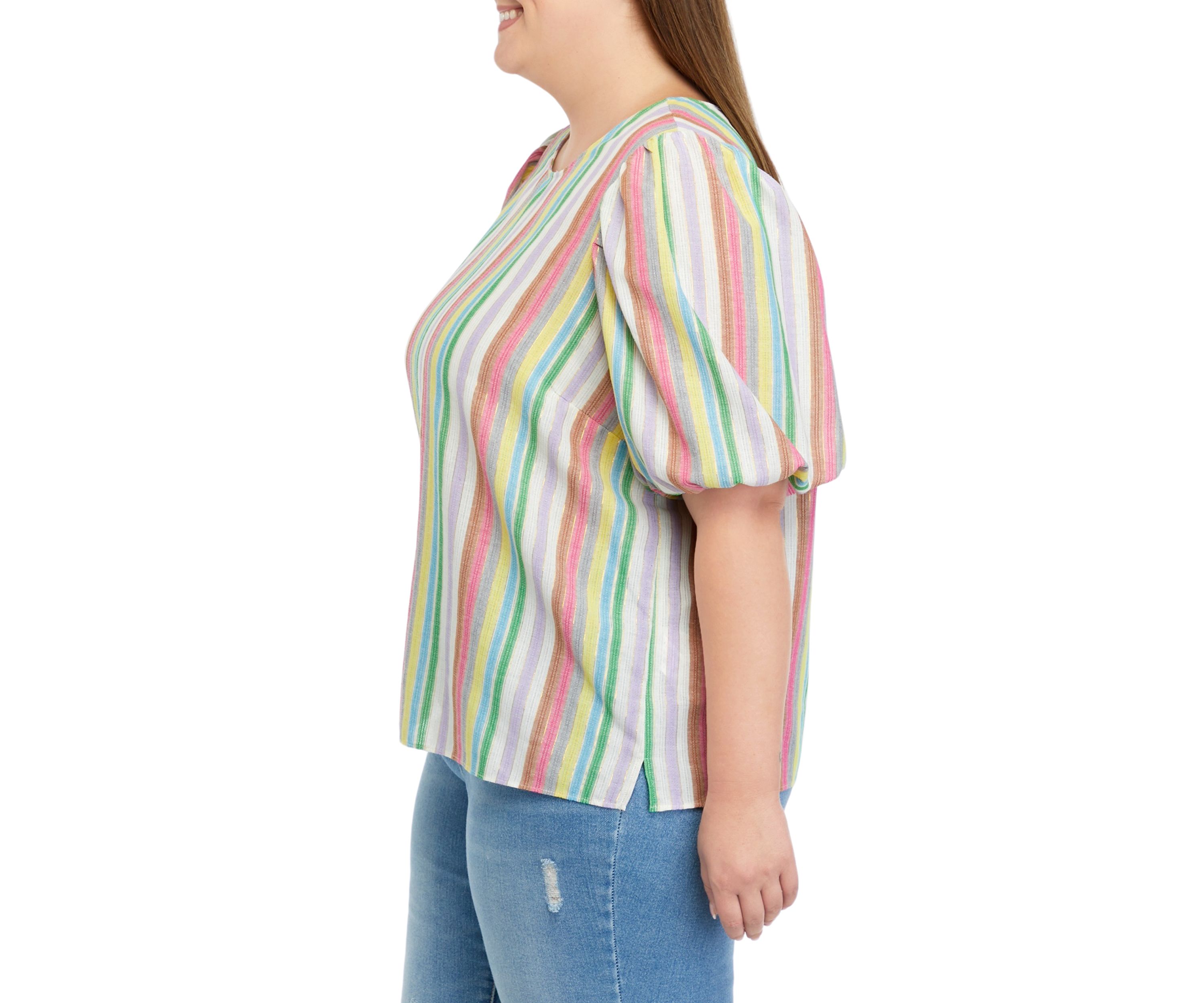 Plus Size Printed Puff Sleeve Top