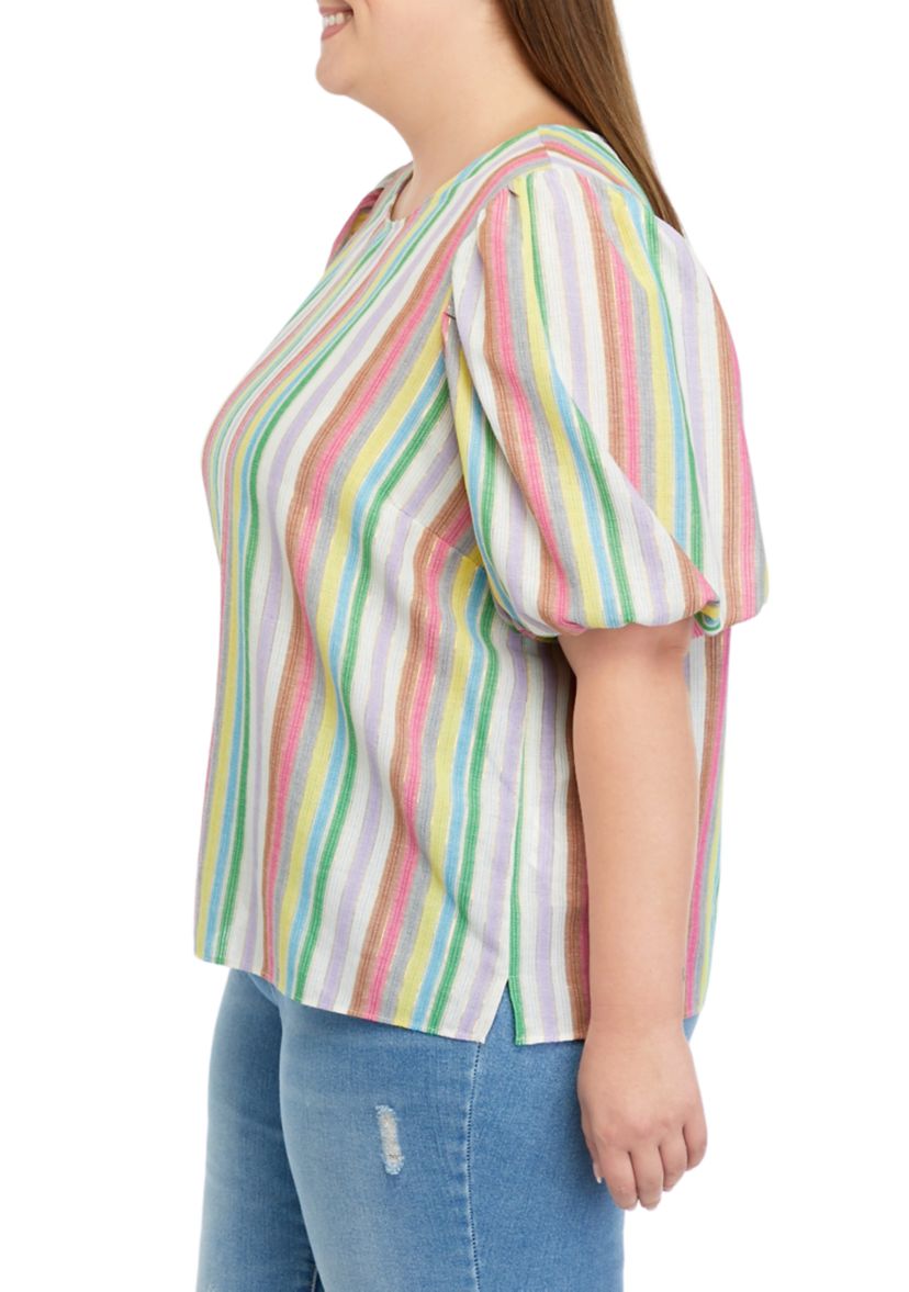 Plus Size Printed Puff Sleeve Top