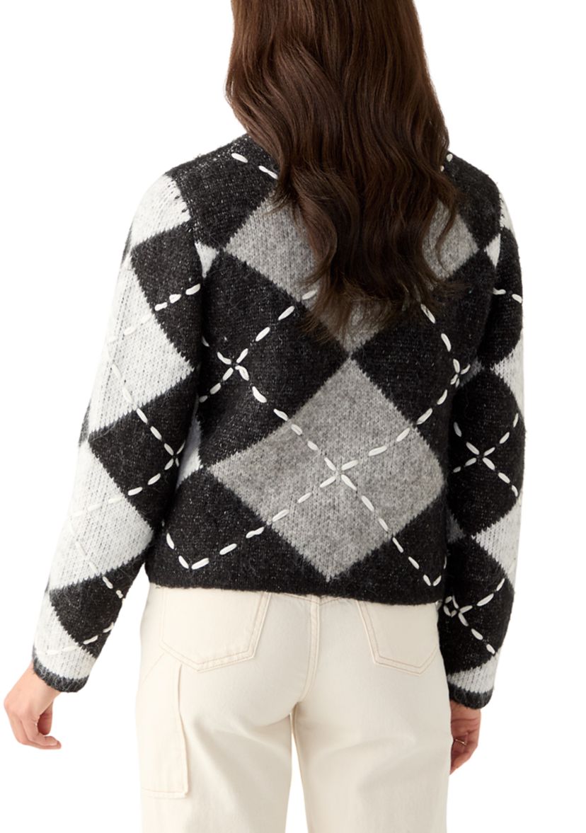 Womens Argyle Knit Cardigan 