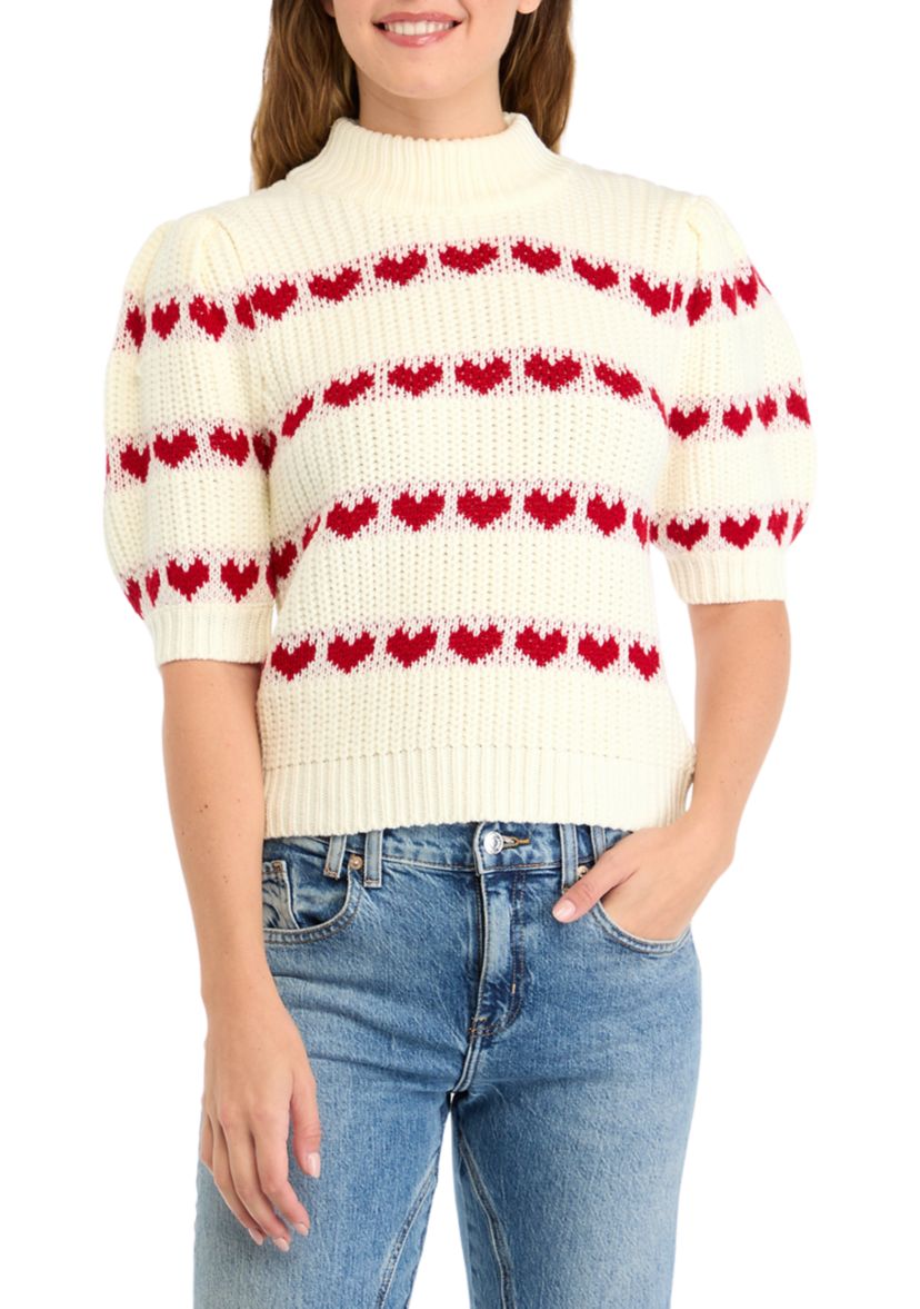 Womens Heart Stripe Detail Sweater
