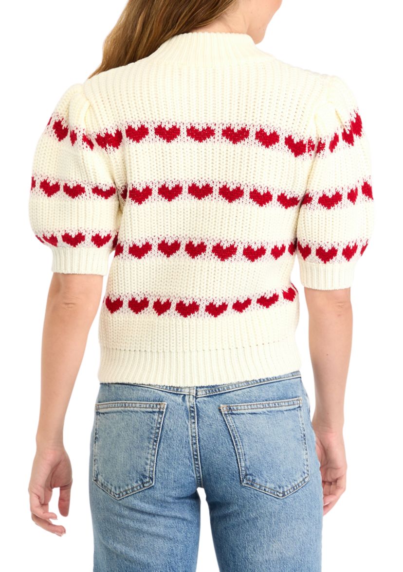 Womens Heart Stripe Detail Sweater