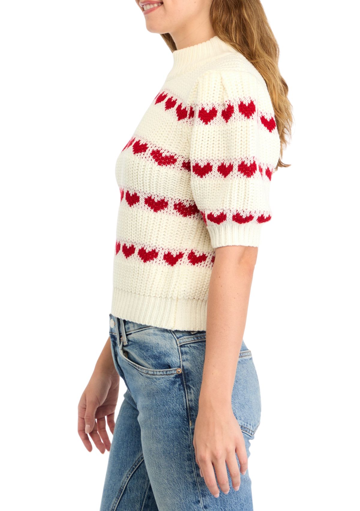 Womens Heart Stripe Detail Sweater