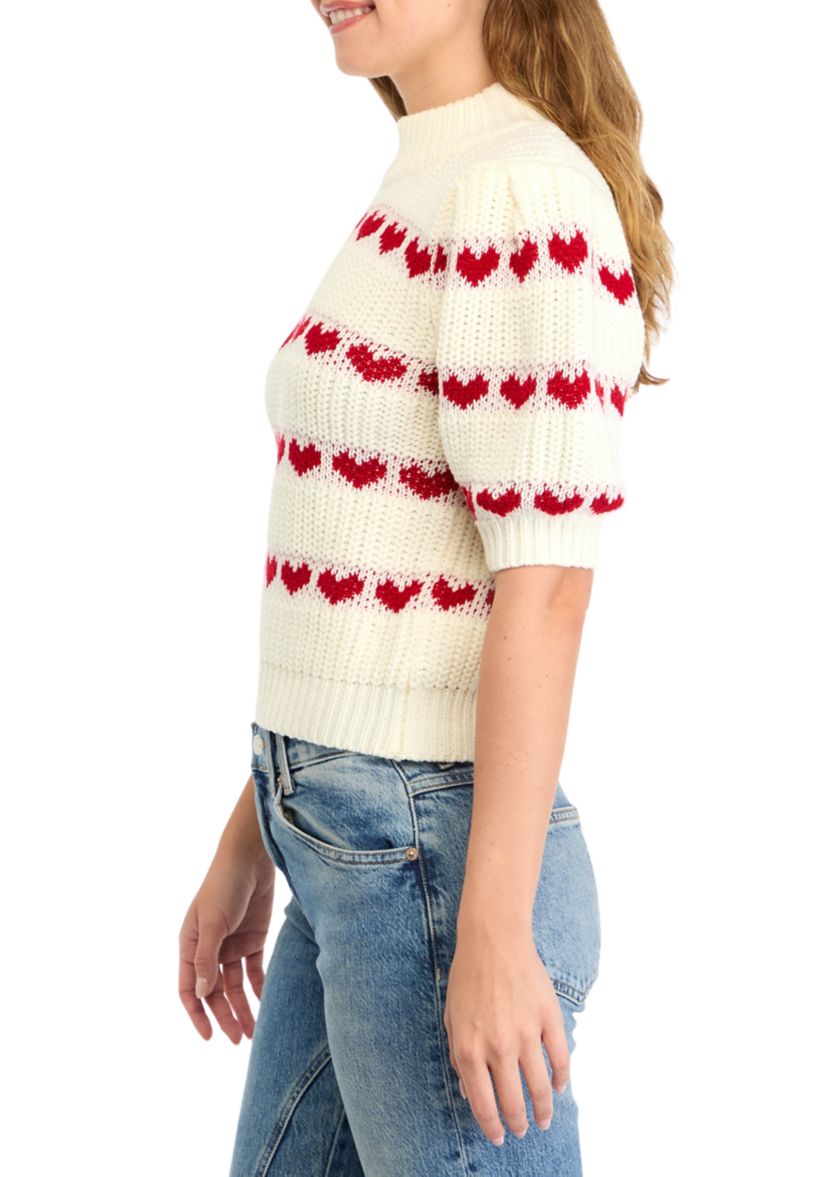 Womens Heart Stripe Detail Sweater