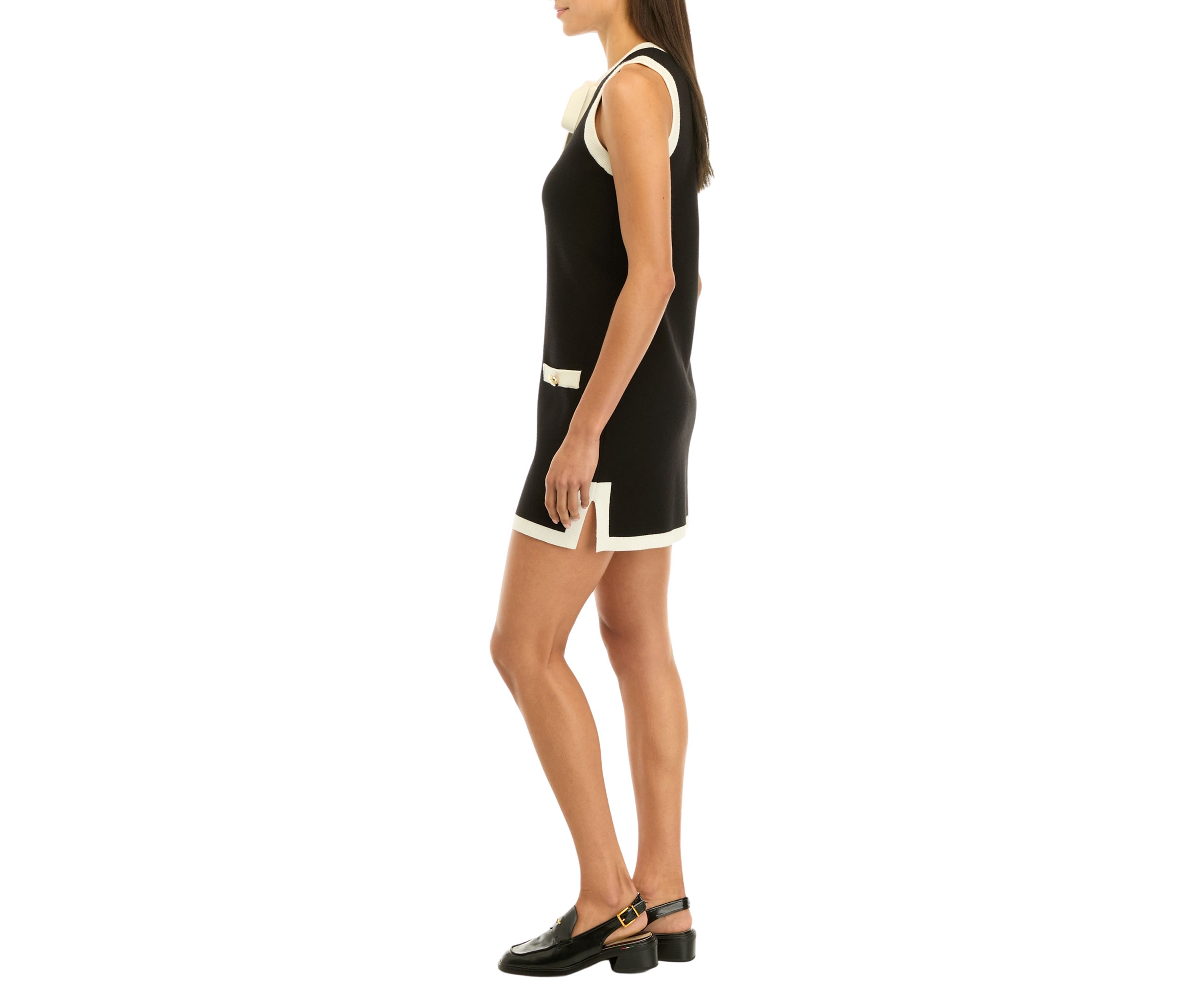 Womens Color Block Knit Mini Dress