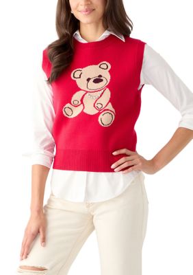 ENGLISH FACTORY Women's Teddy Bear Knit Vest, XS