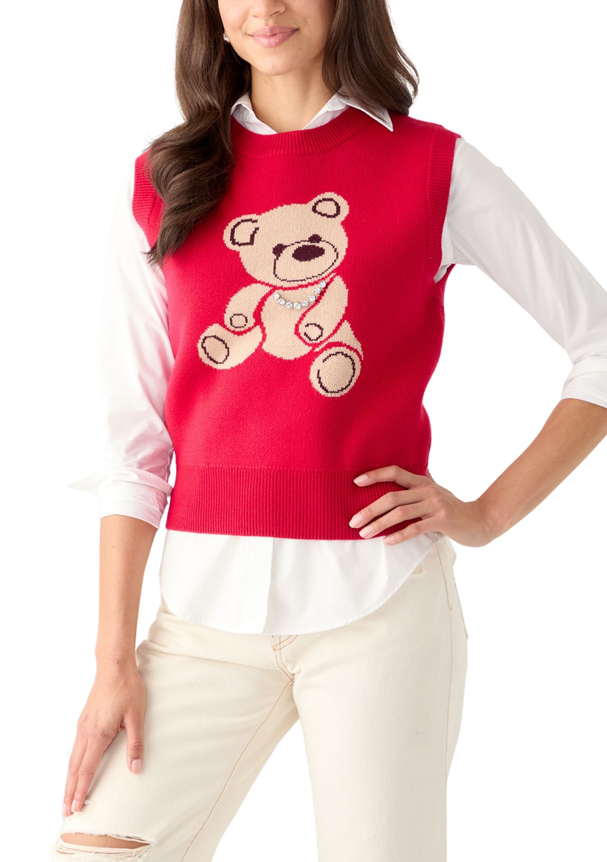 Womens Teddy Bear Knit Vest 