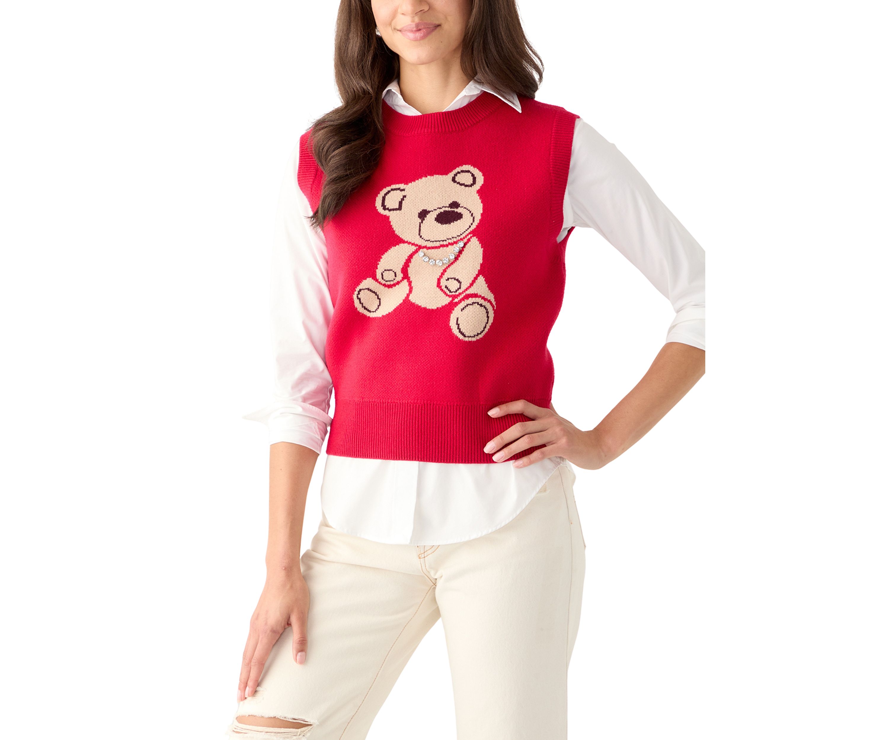 Womens Teddy Bear Knit Vest 