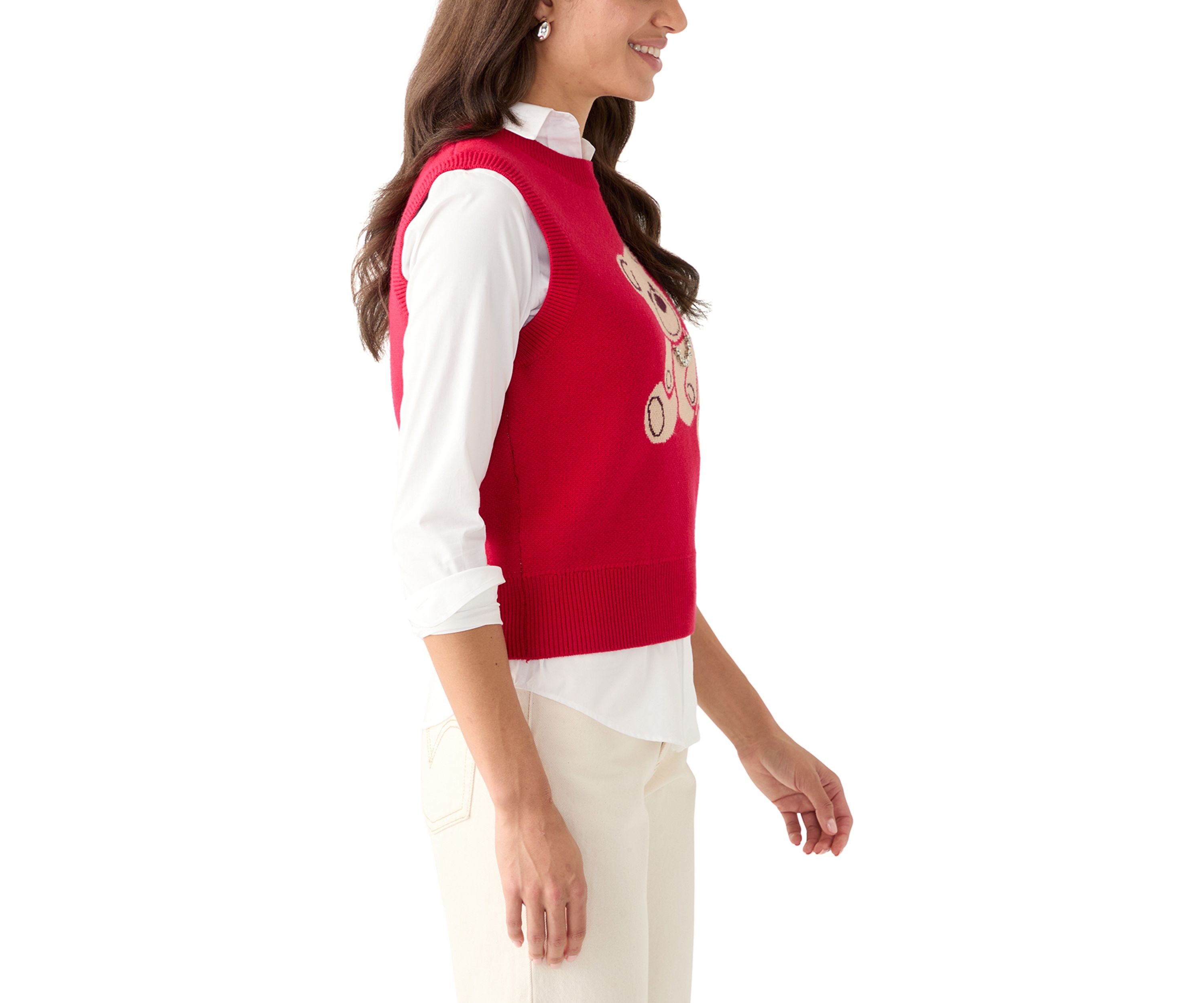 Womens Teddy Bear Knit Vest 