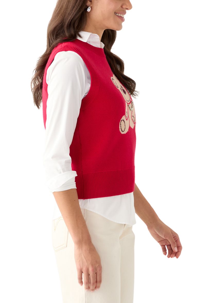 Womens Teddy Bear Knit Vest 