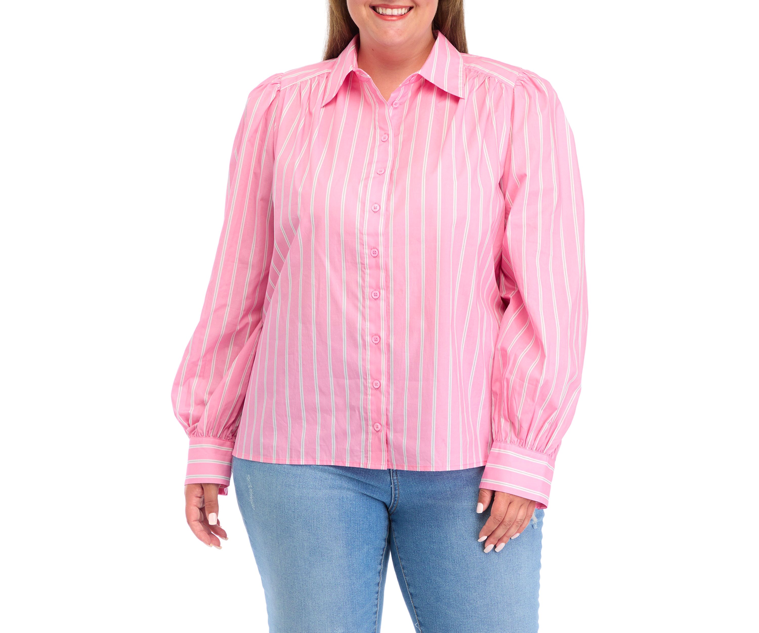 Plus Size Button Down Stripe Shirt