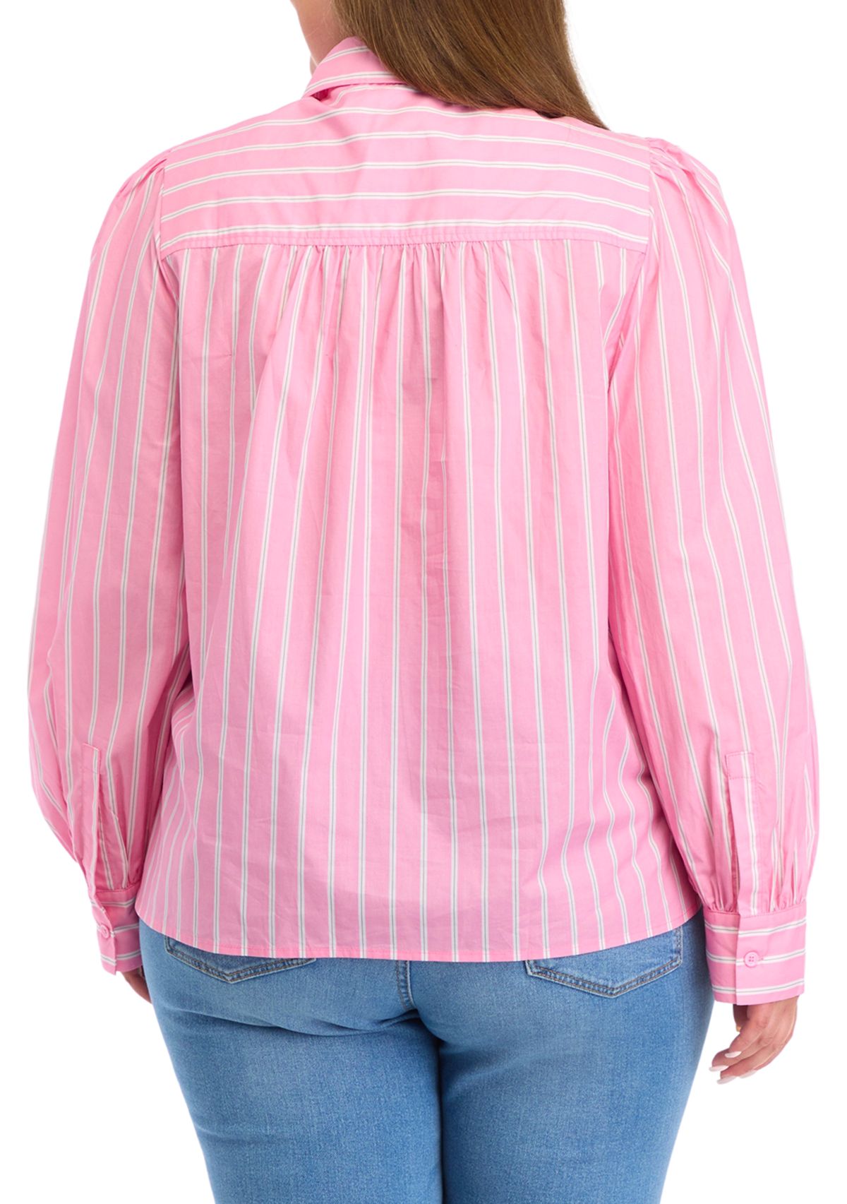 Plus Size Button Down Stripe Shirt