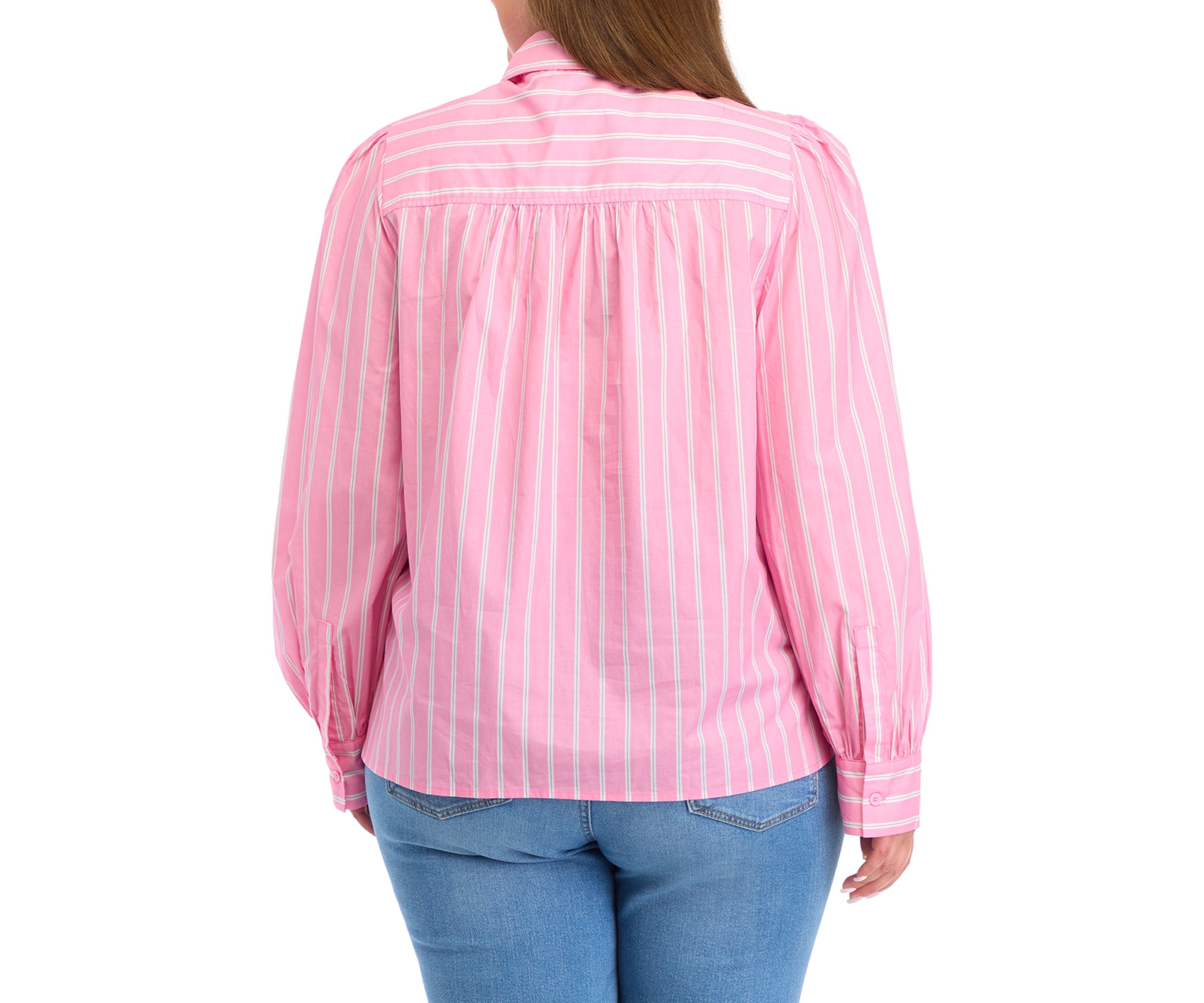 Plus Size Button Down Stripe Shirt