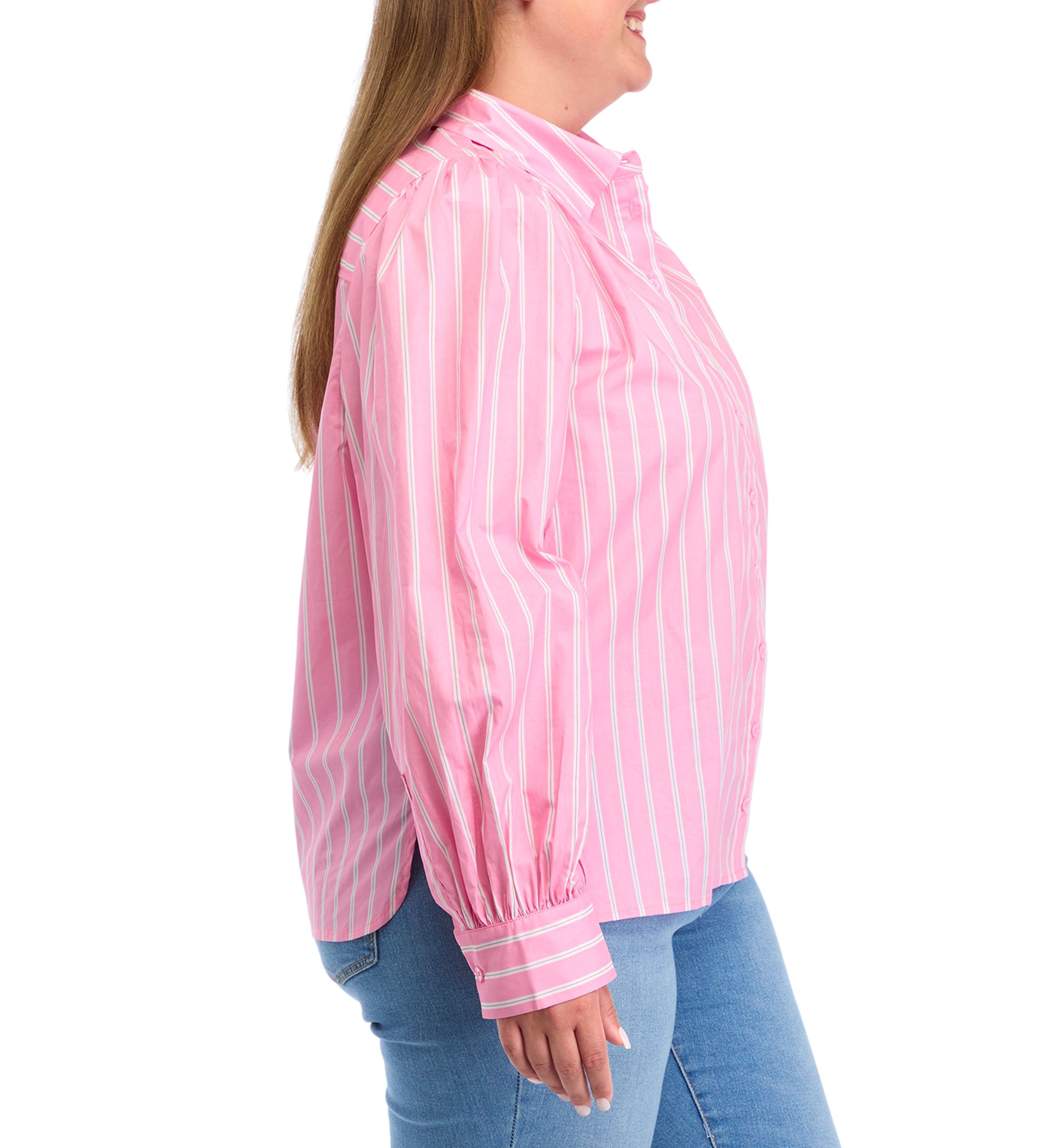 Plus Size Button Down Stripe Shirt