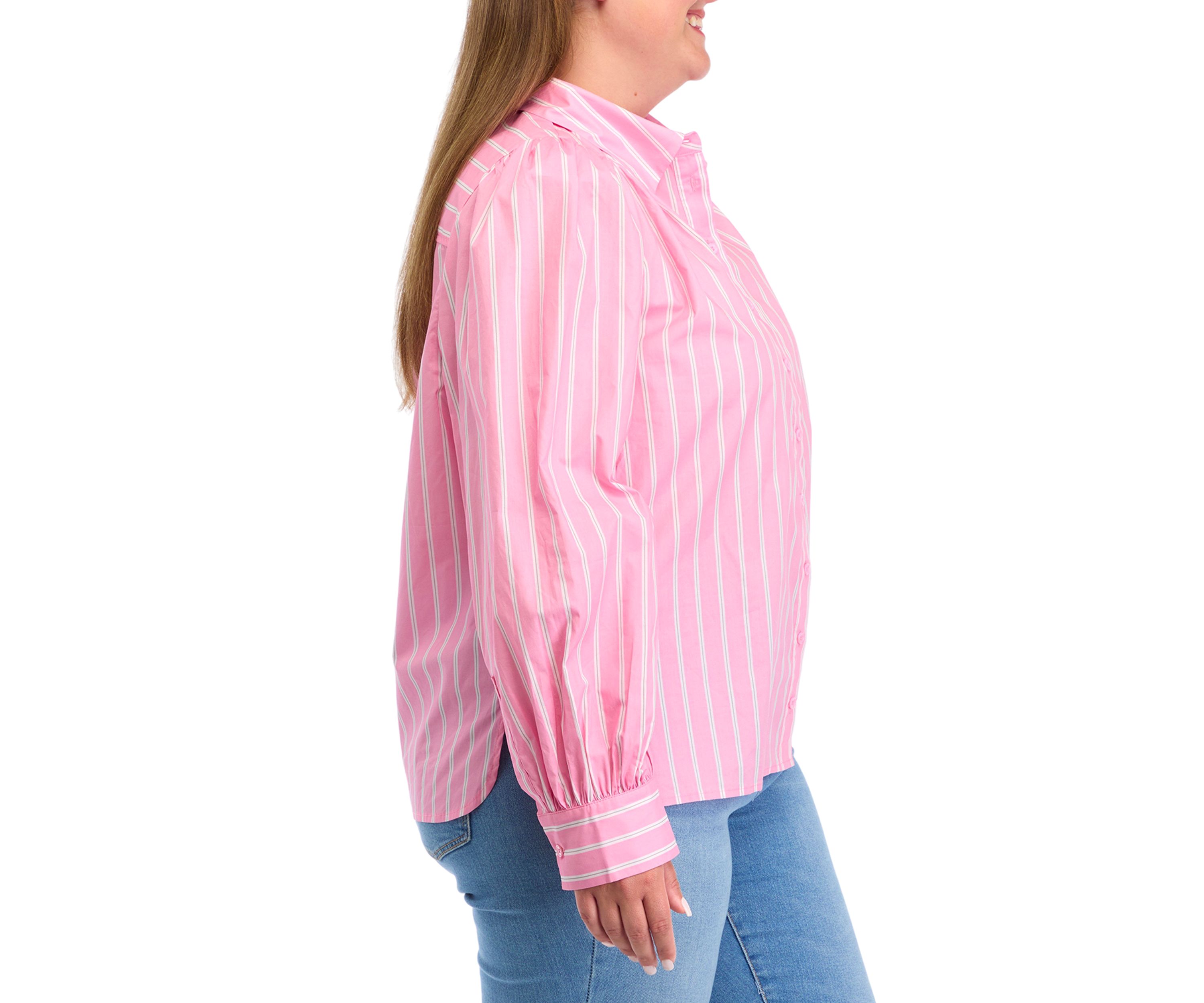 Plus Size Button Down Stripe Shirt