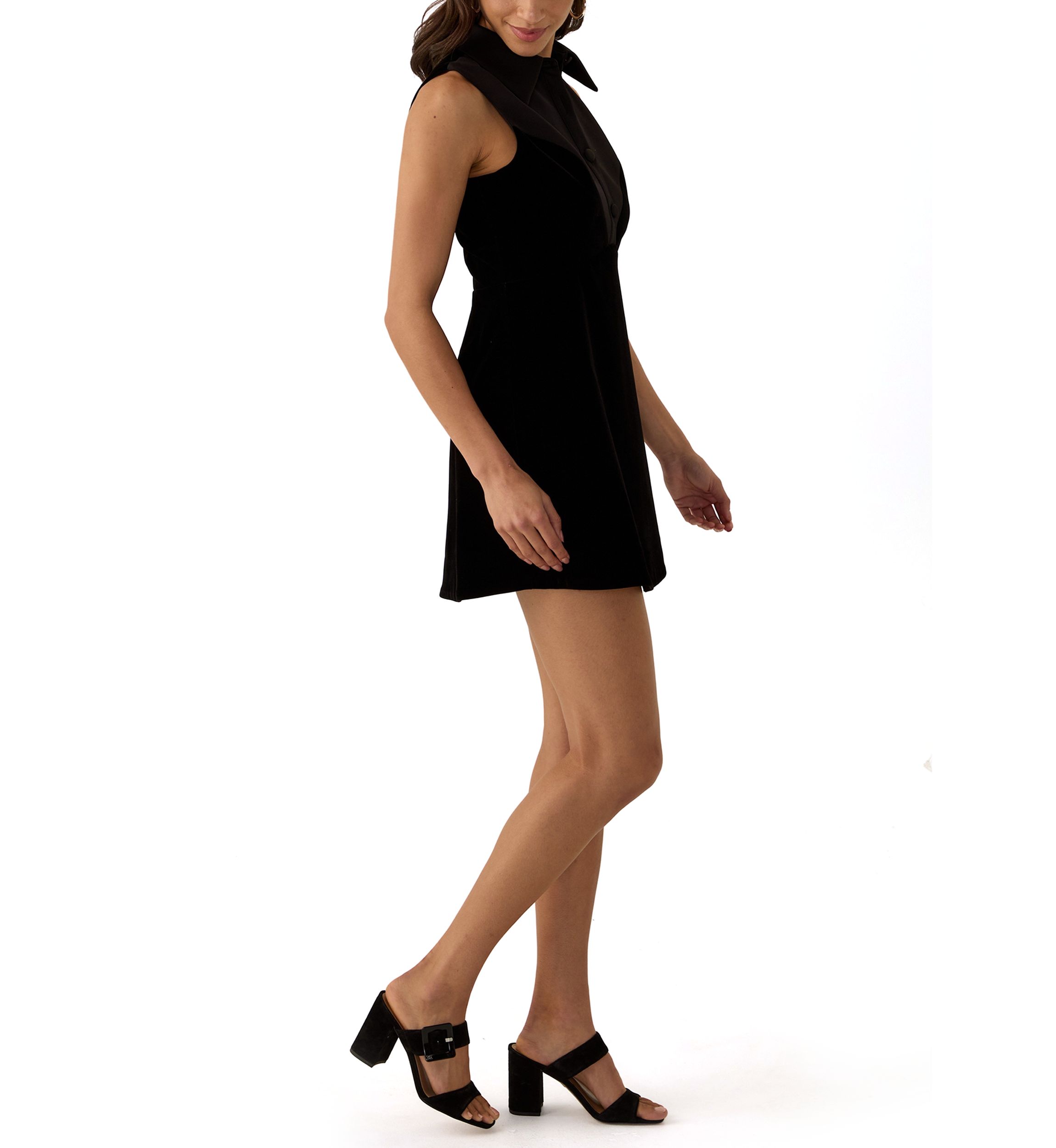 Womens Velvet Satin Combo Mini Dress