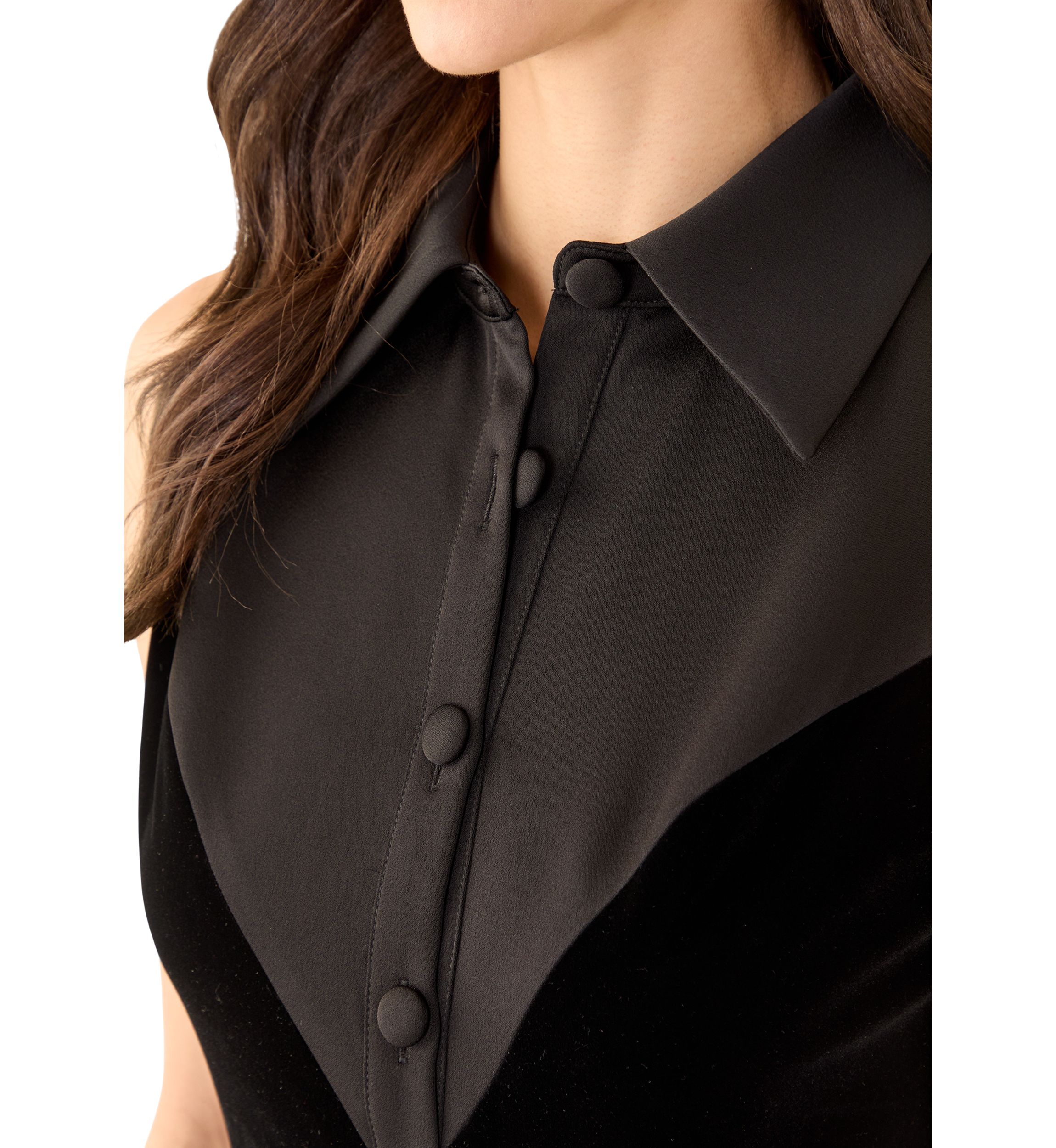 Womens Velvet Satin Combo Mini Dress