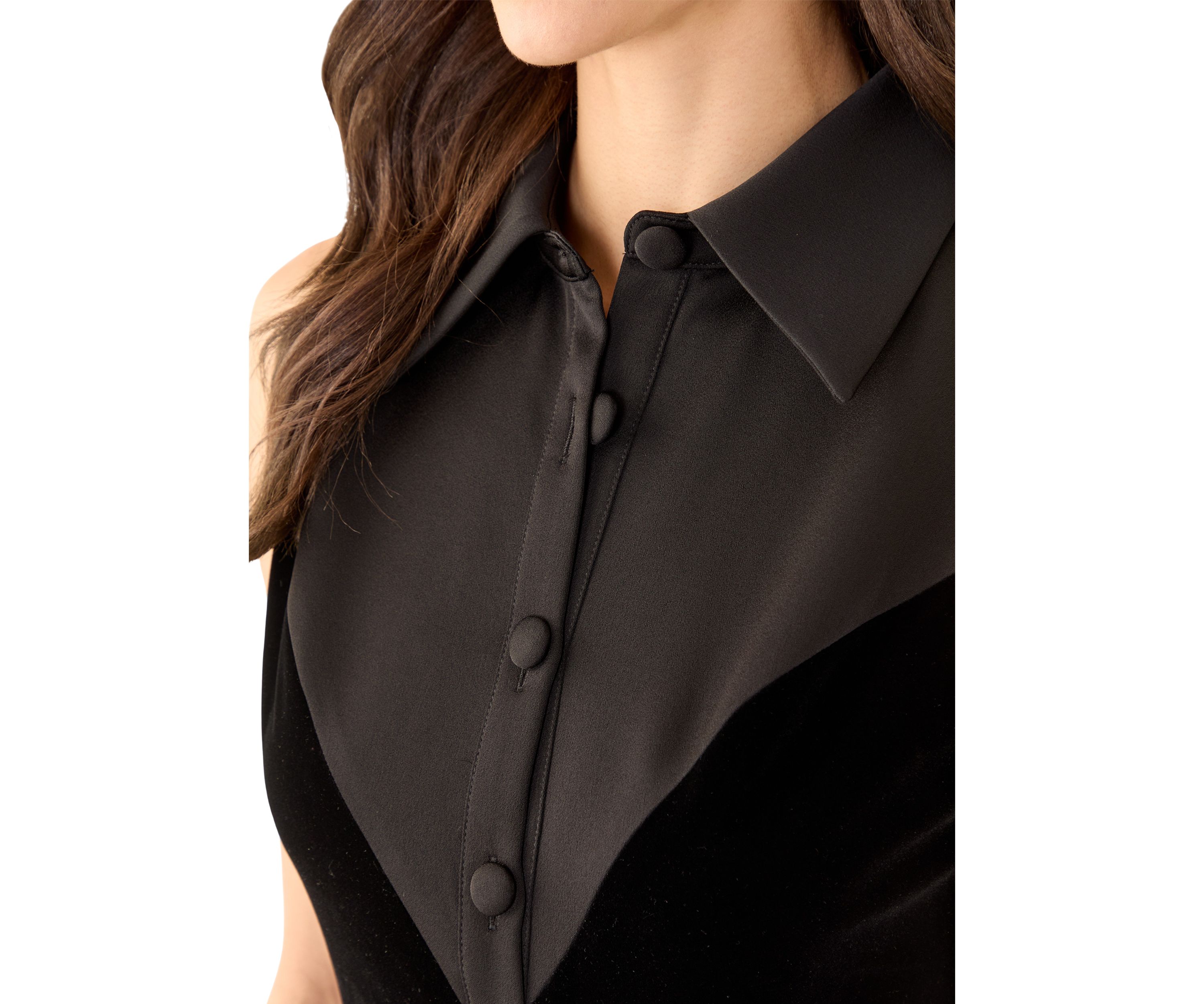 Womens Velvet Satin Combo Mini Dress