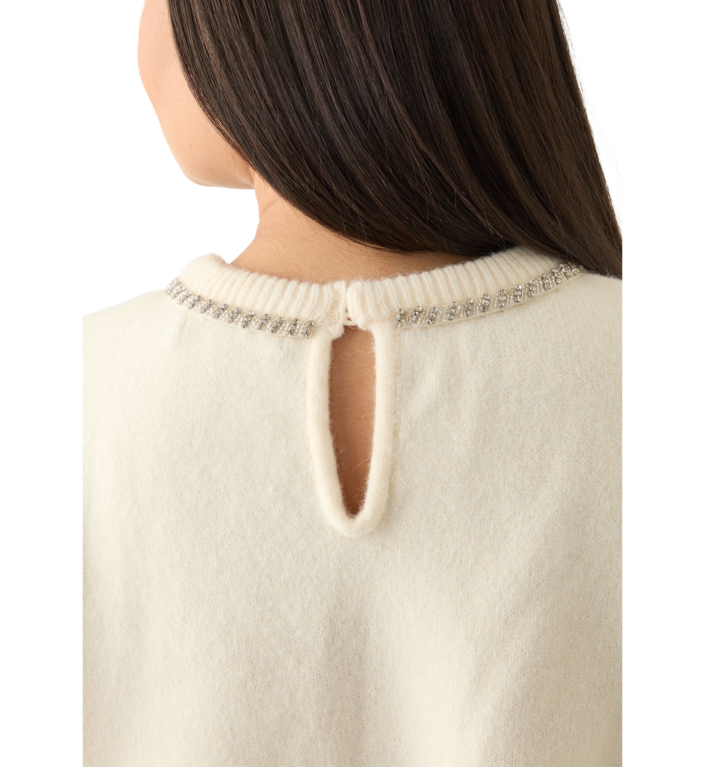 Plus Size Rhinestone Bow Knit Pullover 