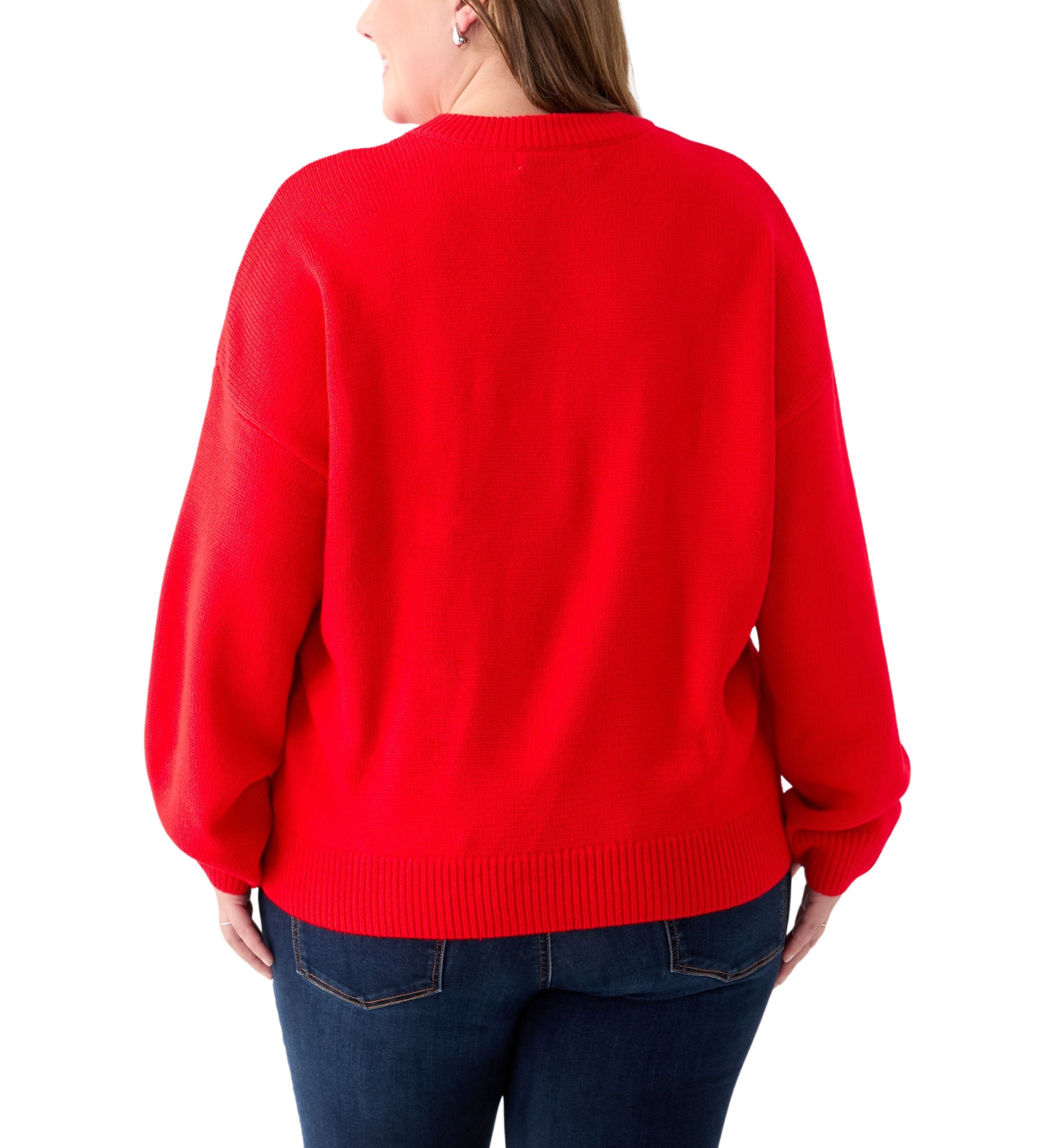 Plus Size Glitter Lettering Sweater 