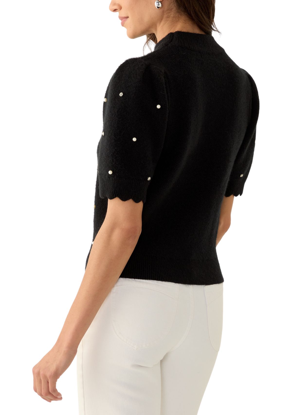 Womens Embellished Knit Sweater