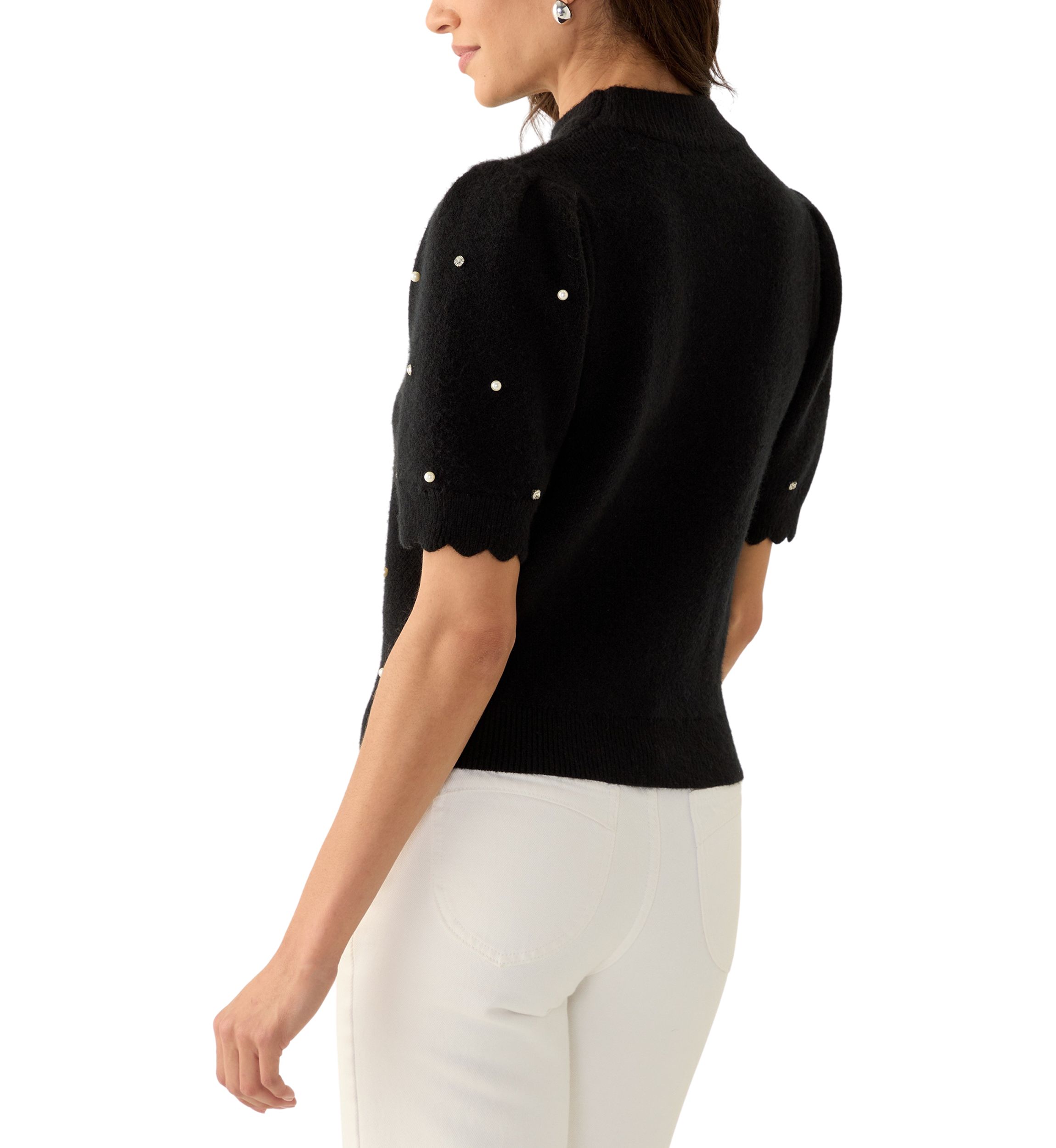 Womens Embellished Knit Sweater