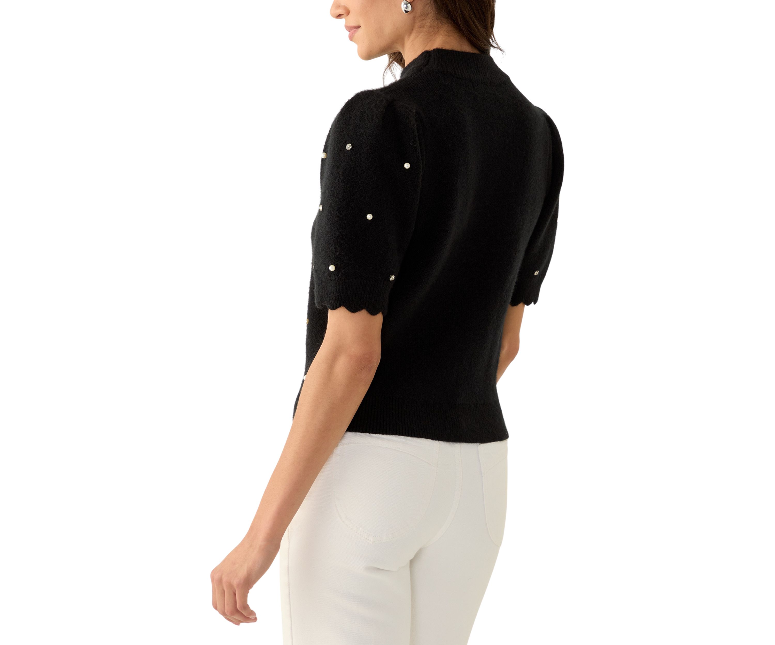 Womens Embellished Knit Sweater