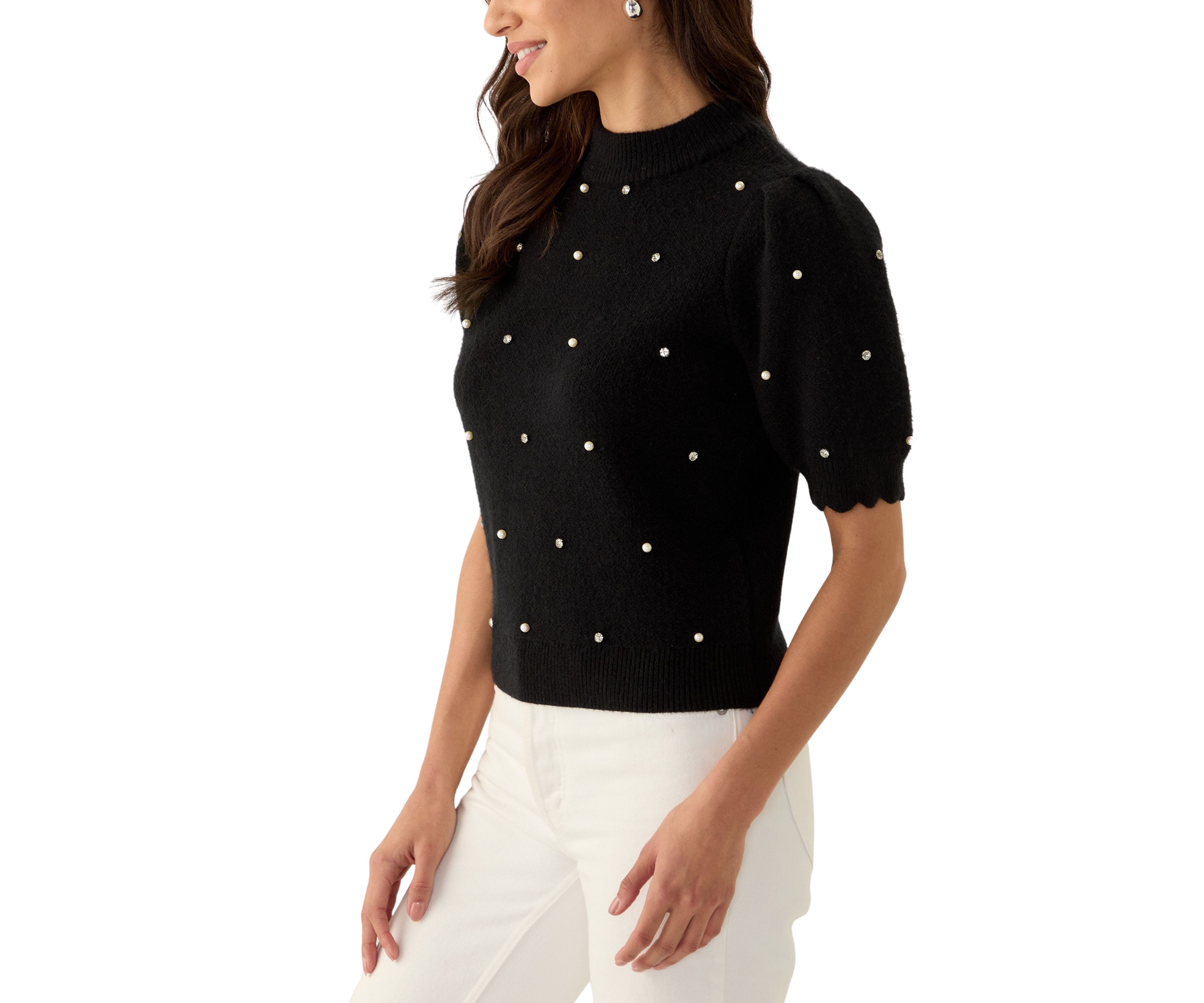 Womens Embellished Knit Sweater