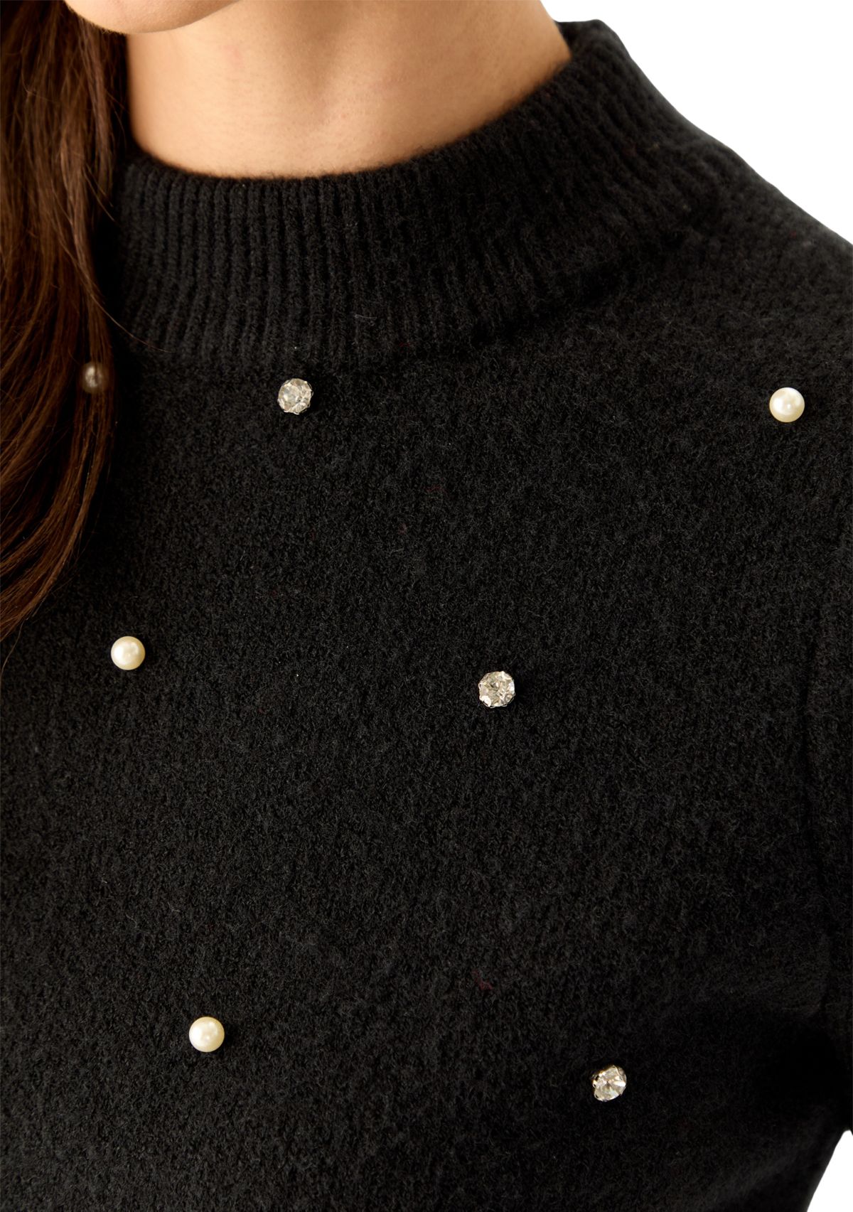 Womens Embellished Knit Sweater