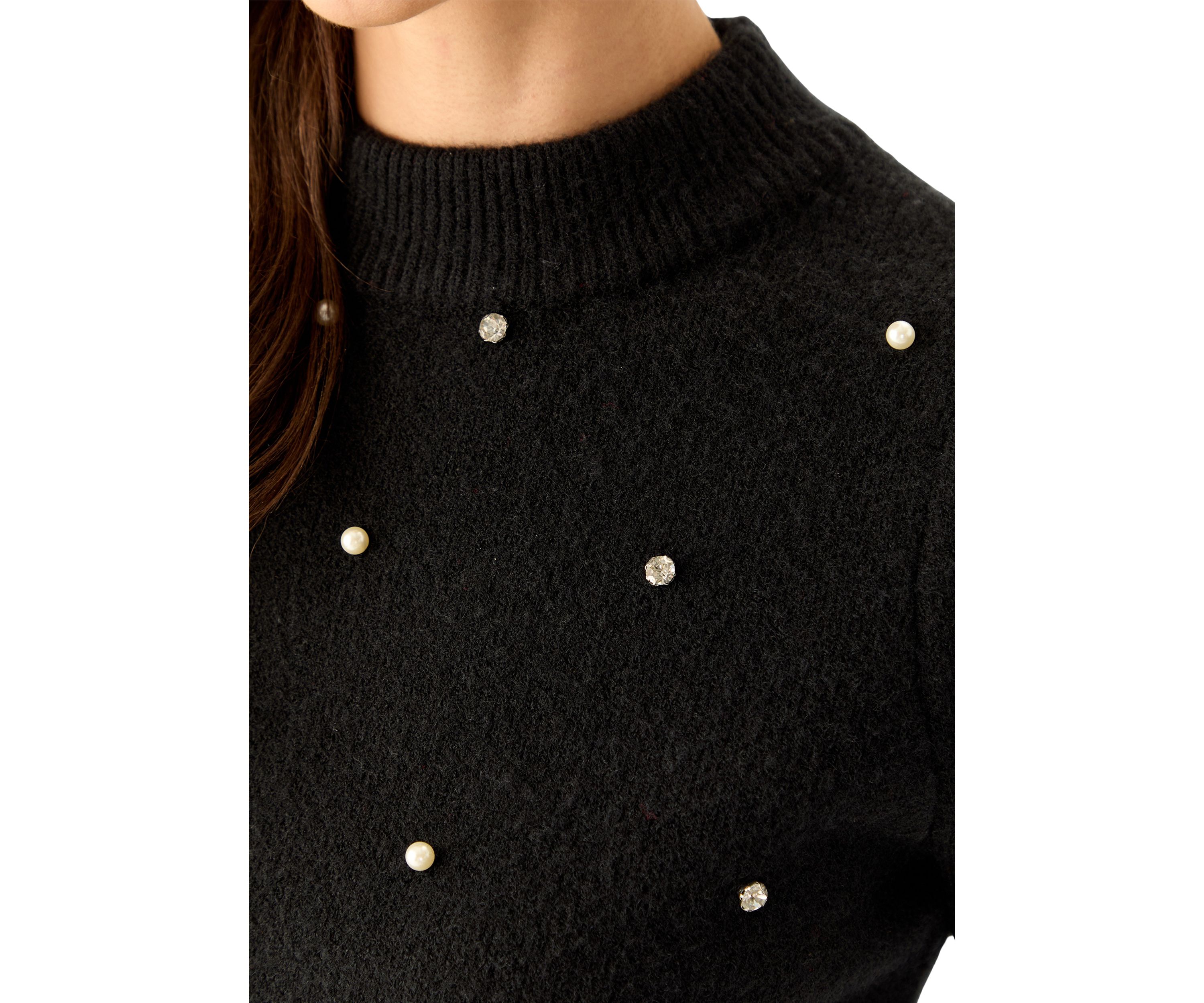 Womens Embellished Knit Sweater