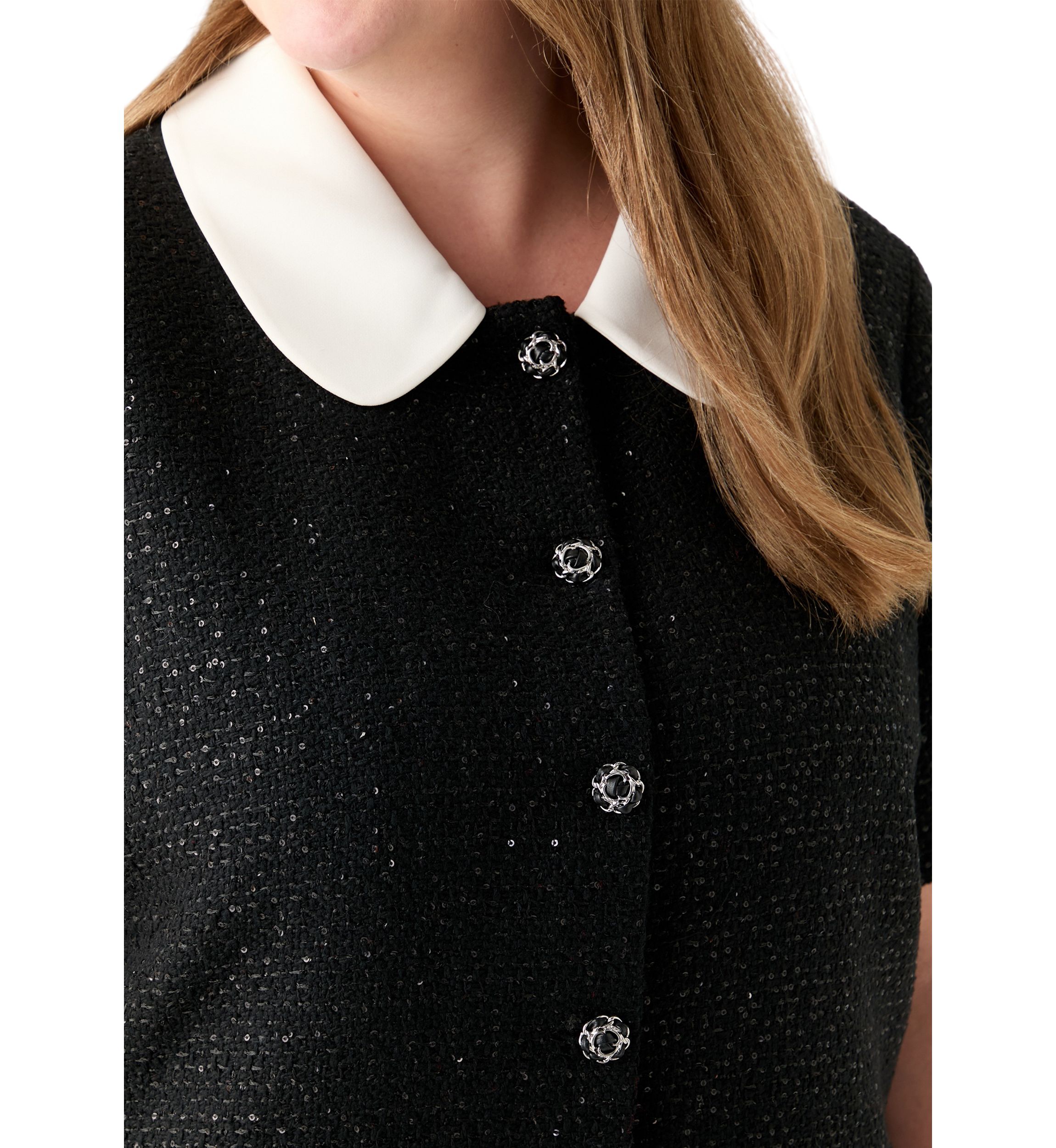 Plus Size Collar Pointed Tweed Mini Dress