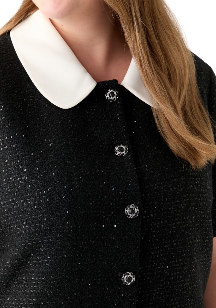 Plus Size Collar Pointed Tweed Mini Dress