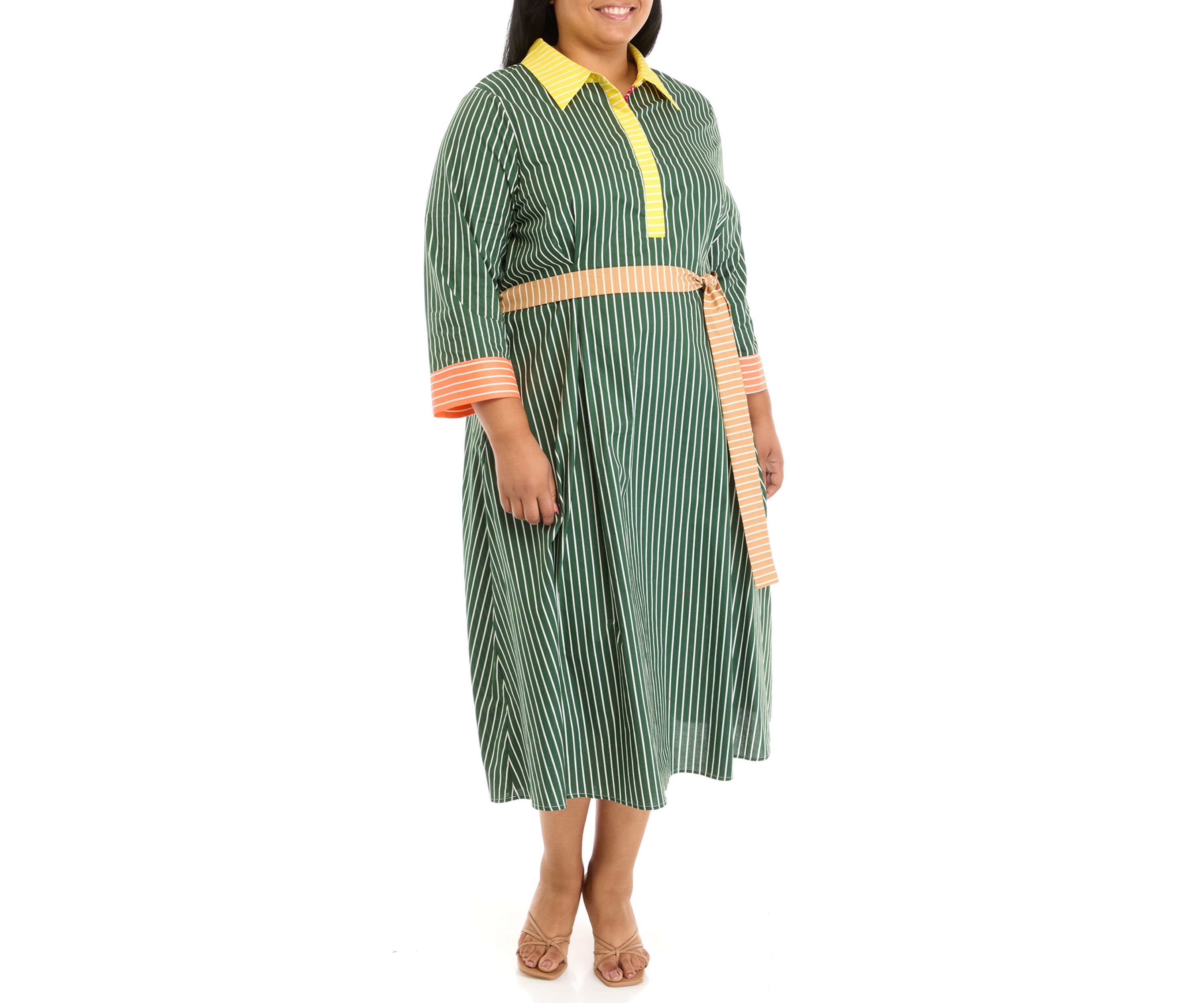 Plus Size Blocked A-Line Dress