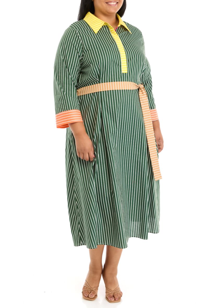 Plus Size Blocked A-Line Dress