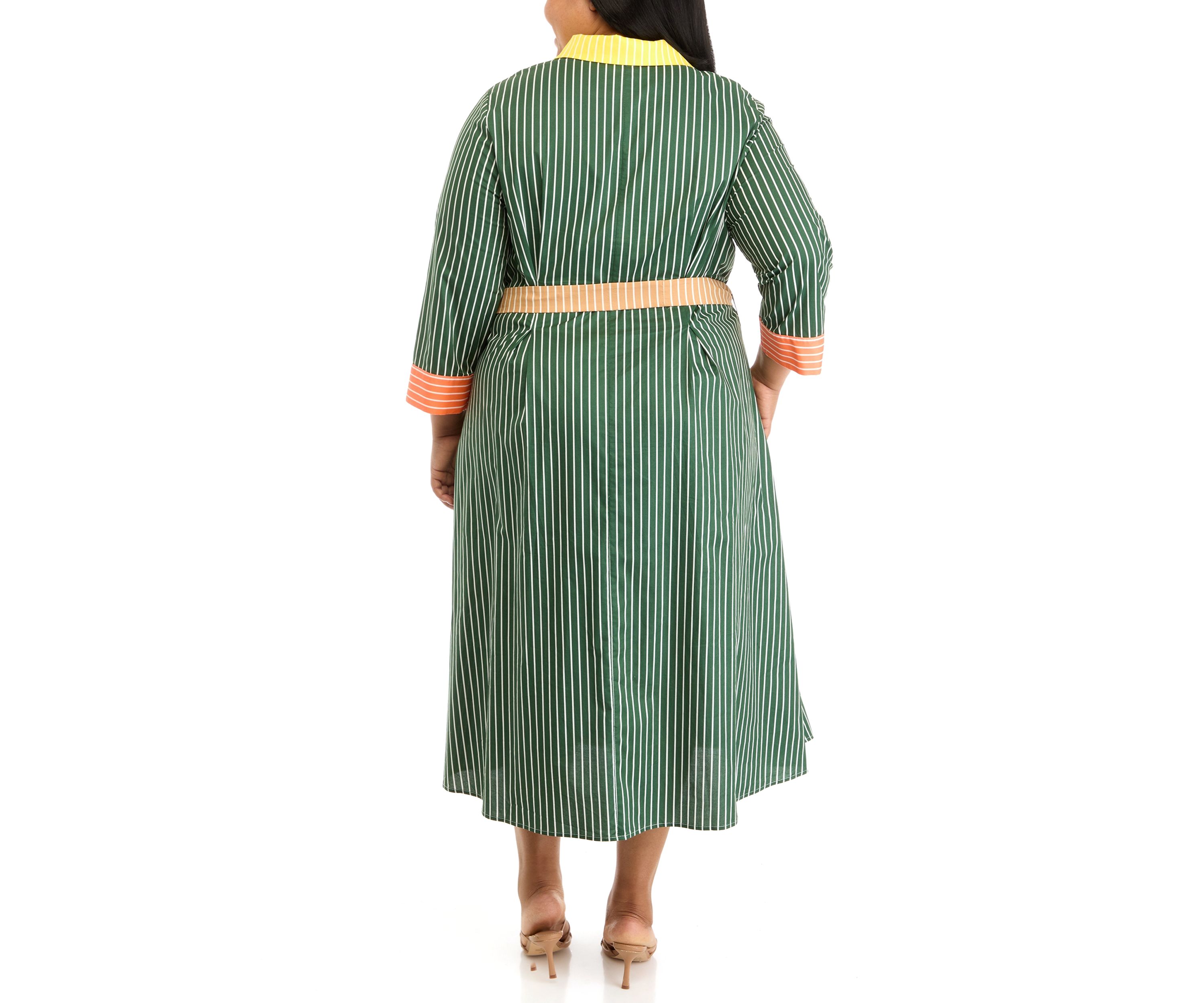 Plus Size Blocked A-Line Dress