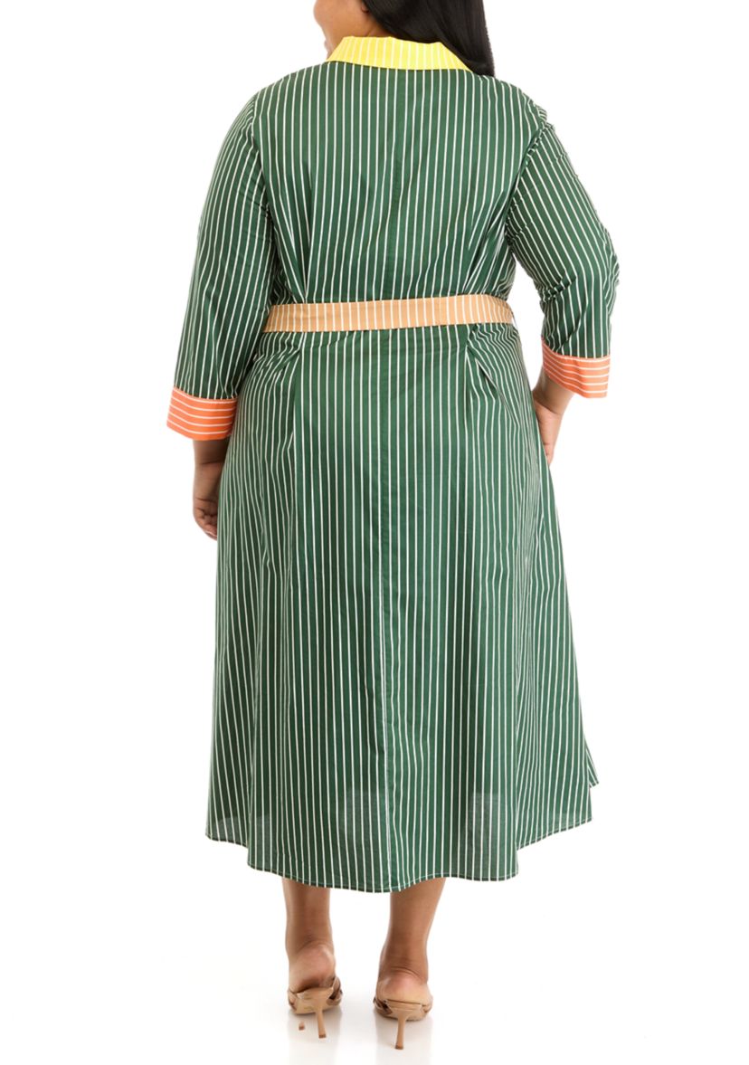 Plus Size Blocked A-Line Dress