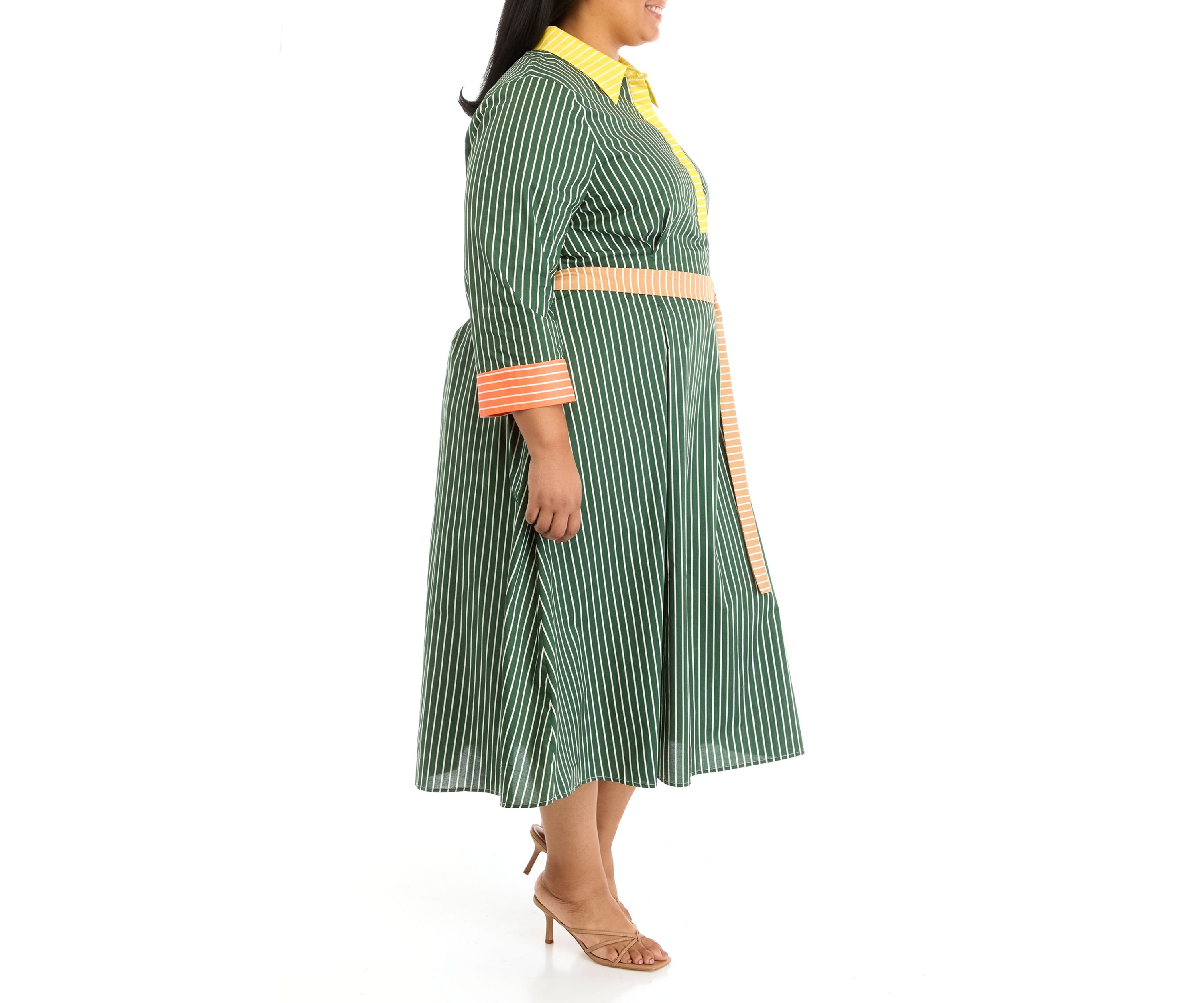 Plus Size Blocked A-Line Dress