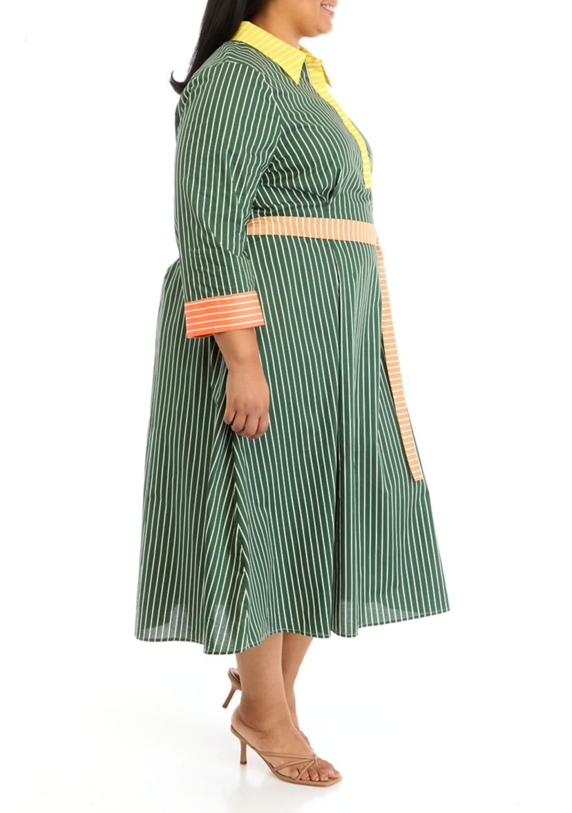 Plus Size Blocked A-Line Dress
