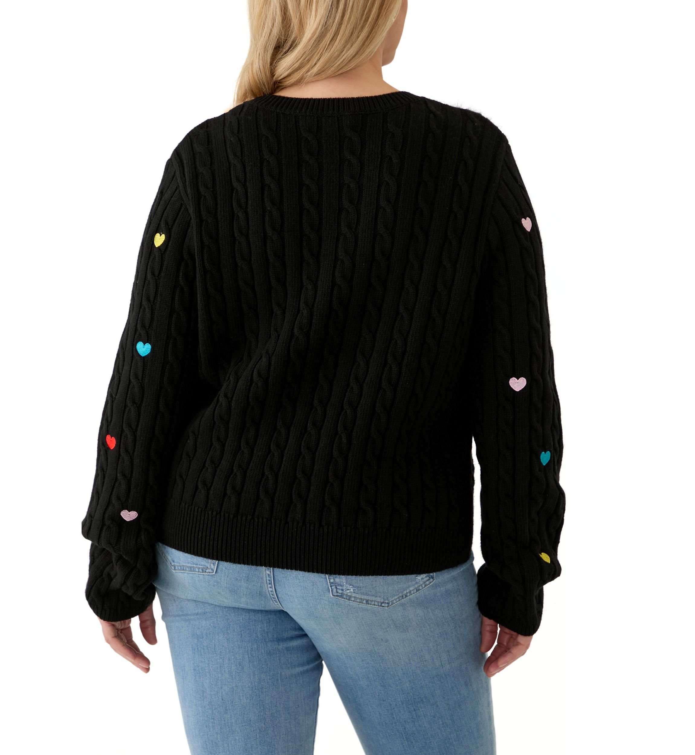 Plus Size Heart Embroidery Knit Sweater