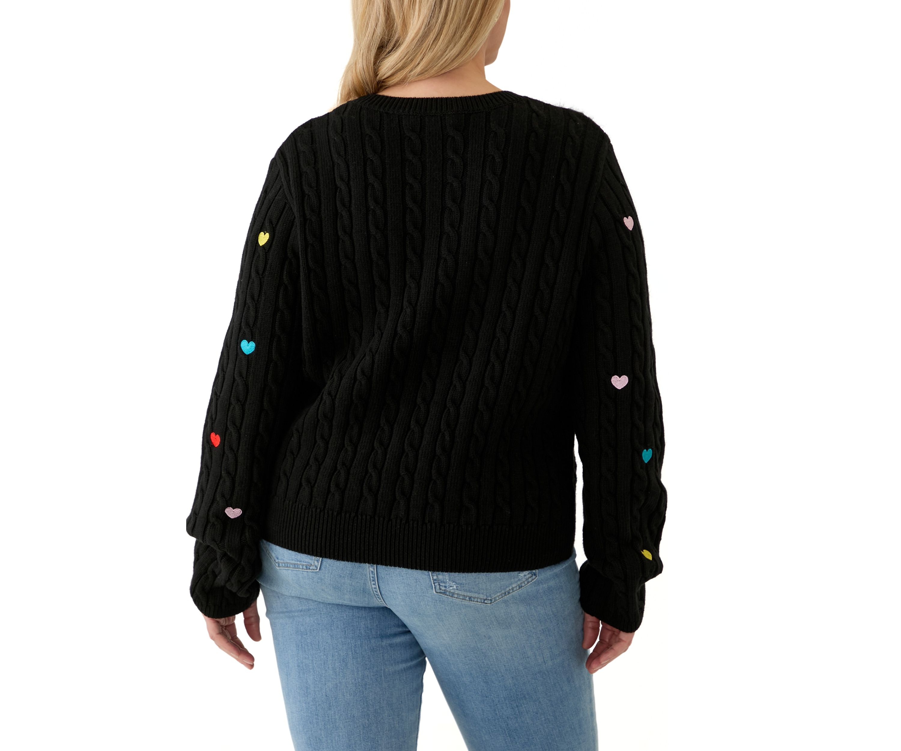 Plus Size Heart Embroidery Knit Sweater