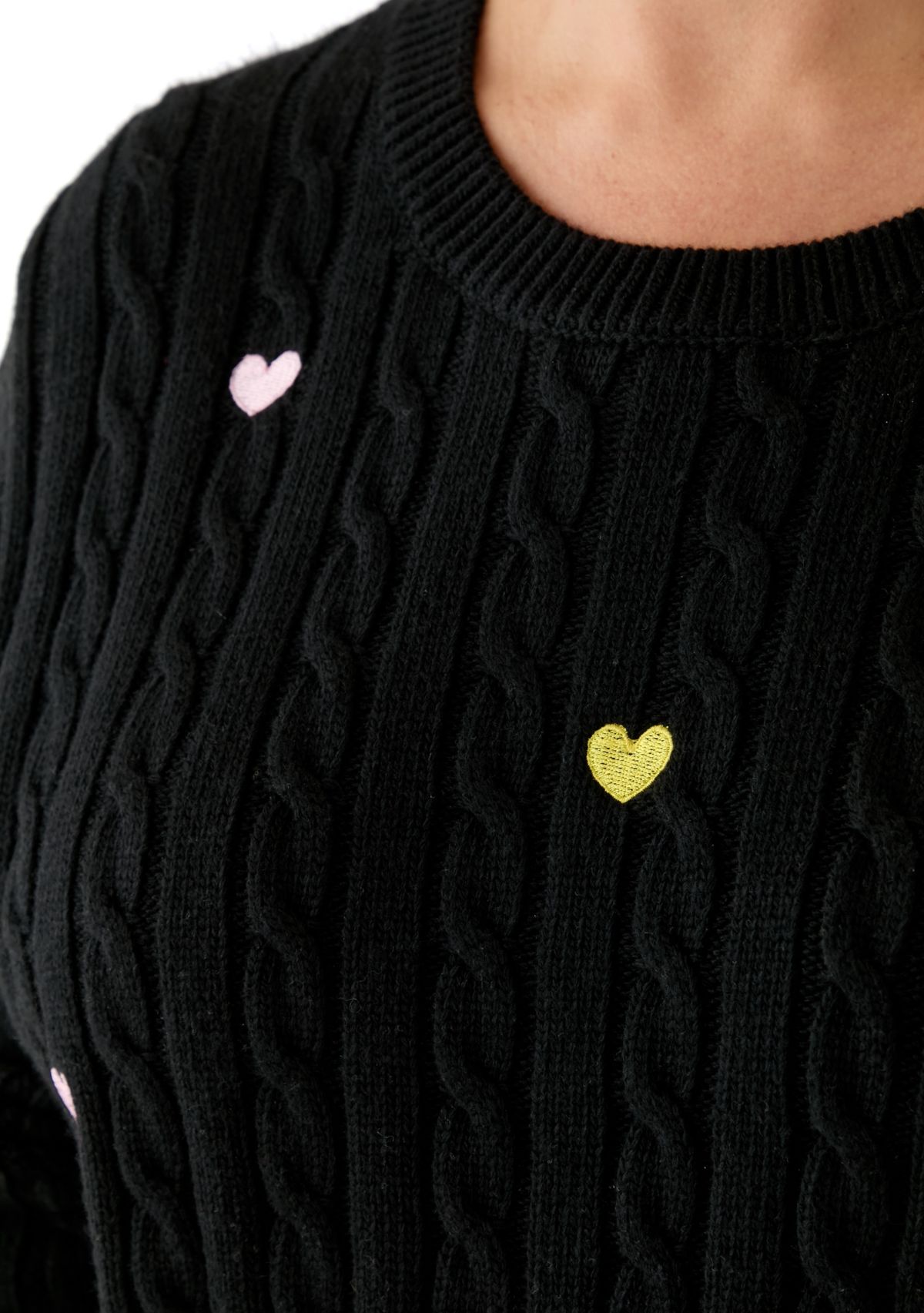 Plus Size Heart Embroidery Knit Sweater