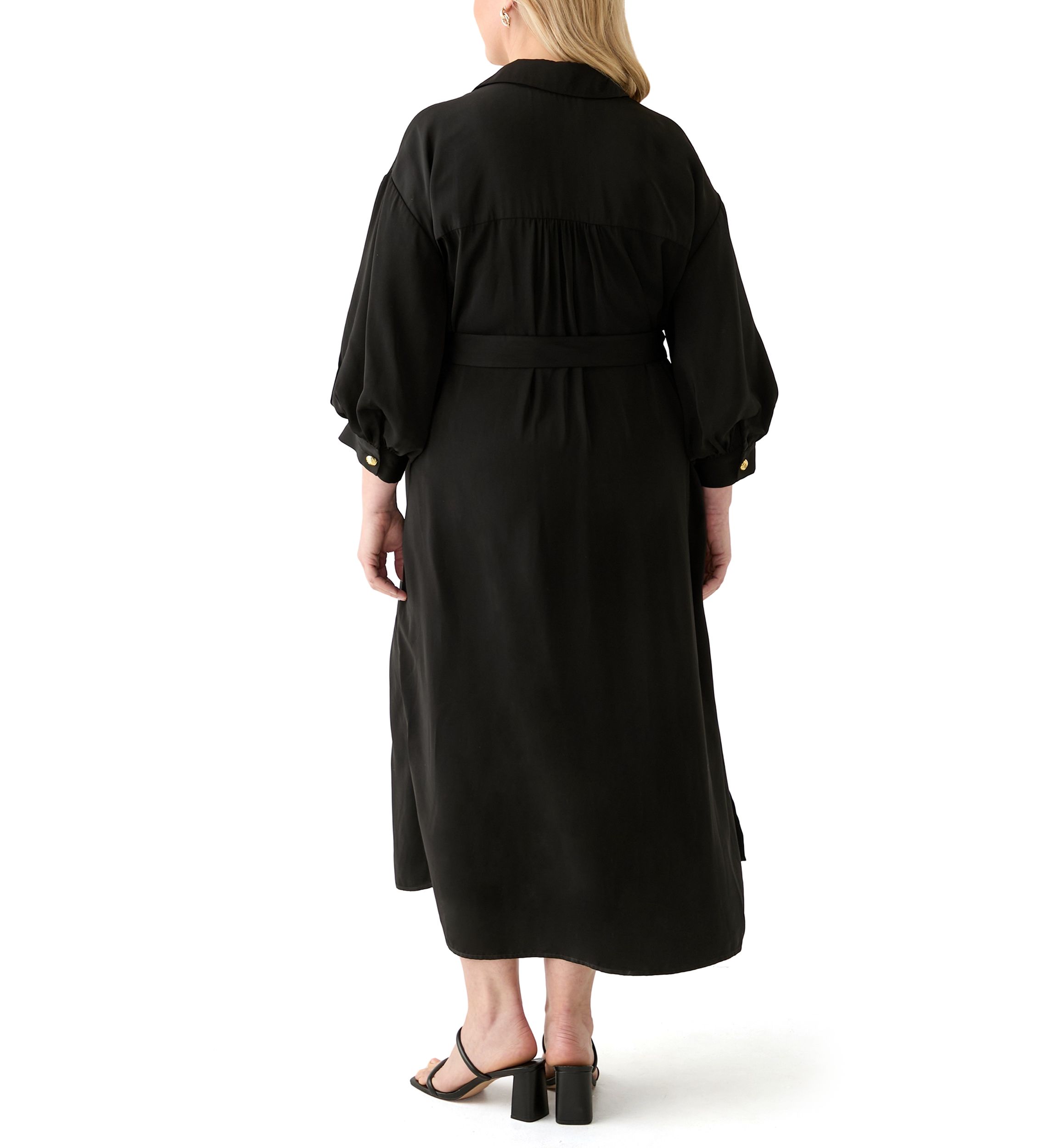 Plus Size Gold Button Shirtdress