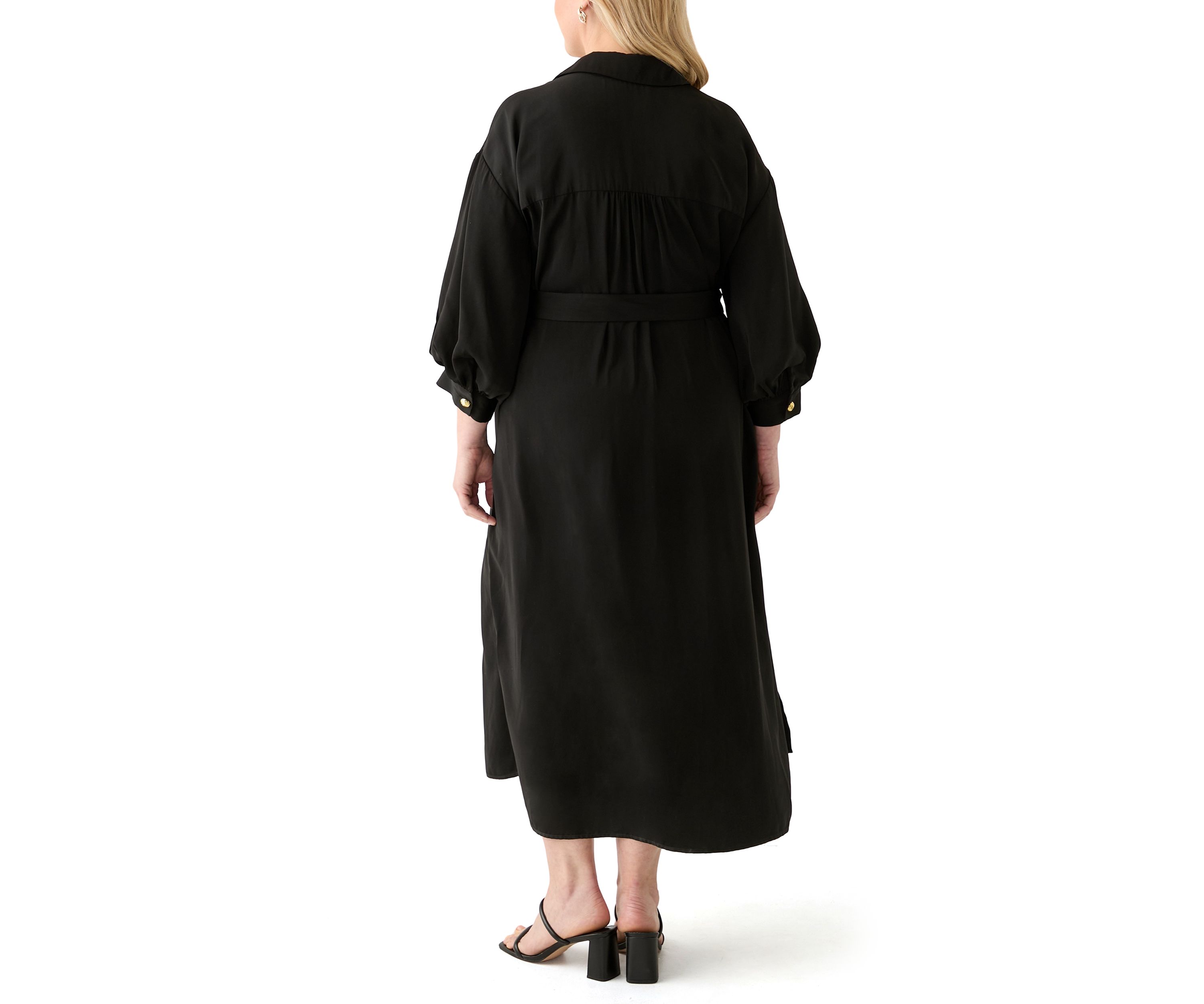 Plus Size Gold Button Shirtdress