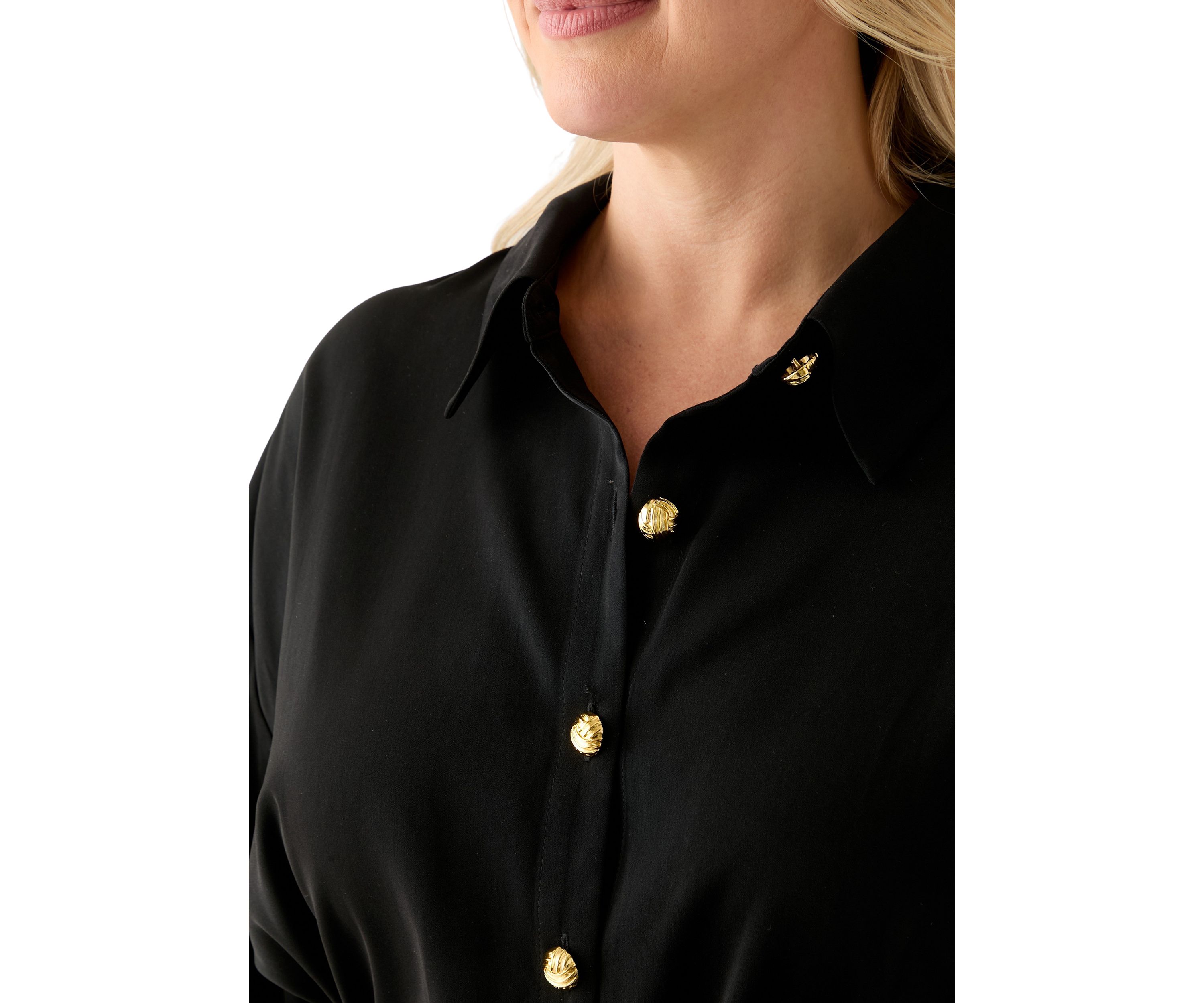 Plus Size Gold Button Shirtdress
