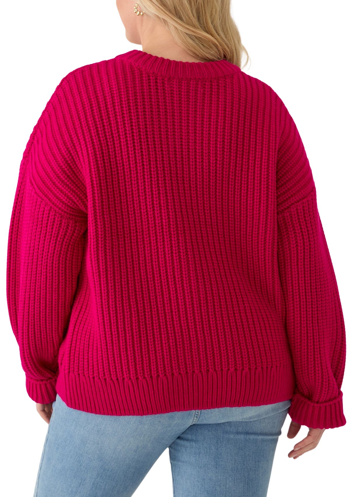 Plus Size Heart Embroidery Knit Sweater