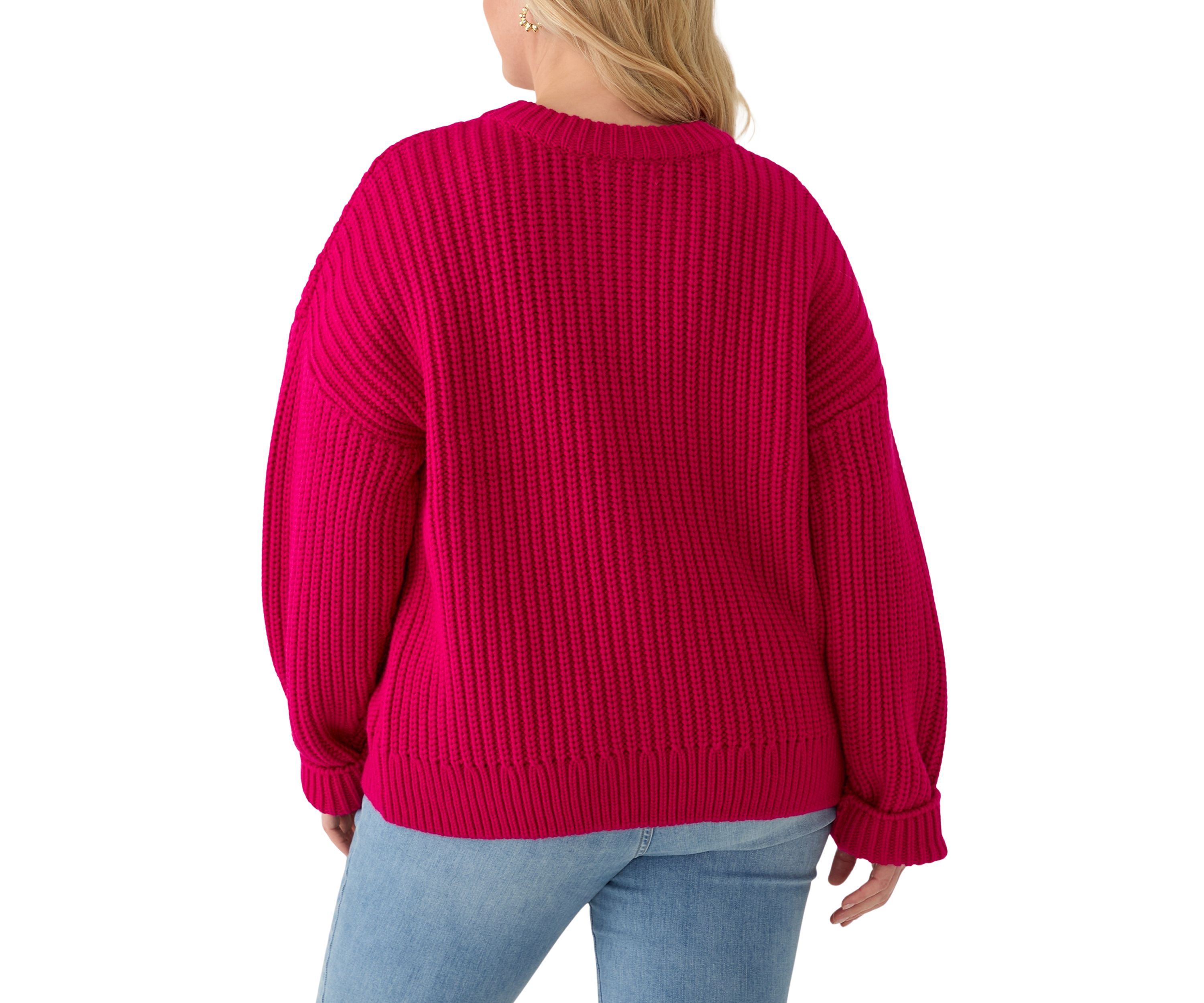 Plus Size Heart Embroidery Knit Sweater