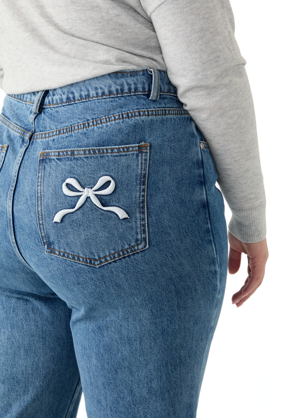 ENGLISH FACTORY Plus Size Embroidered Bow Denim Jeans | Belk