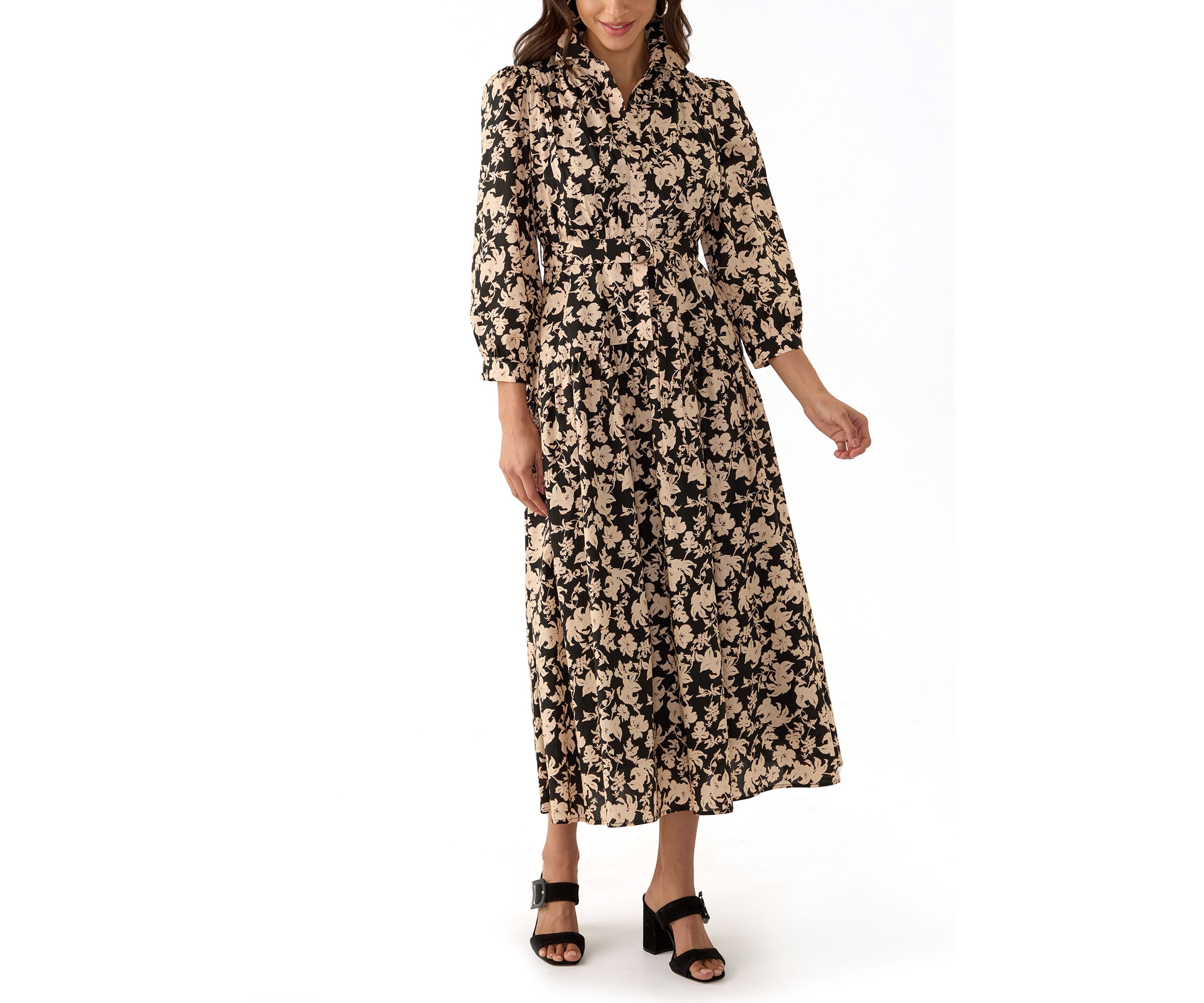 Womens Fall Printed Midi Dress